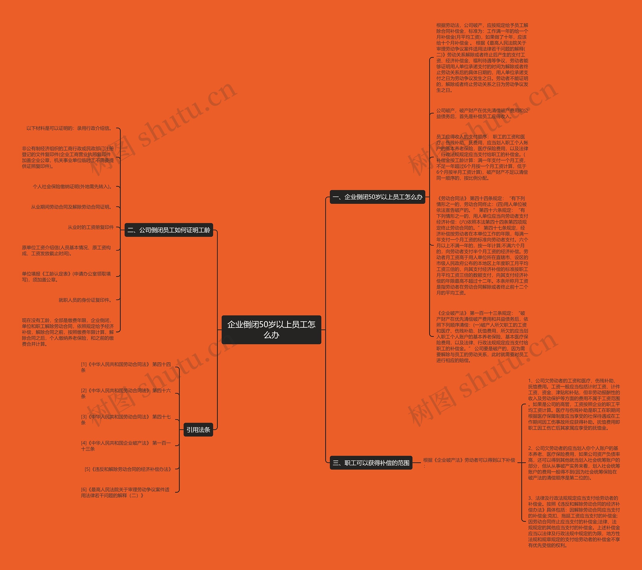 企业倒闭50岁以上员工怎么办思维导图
