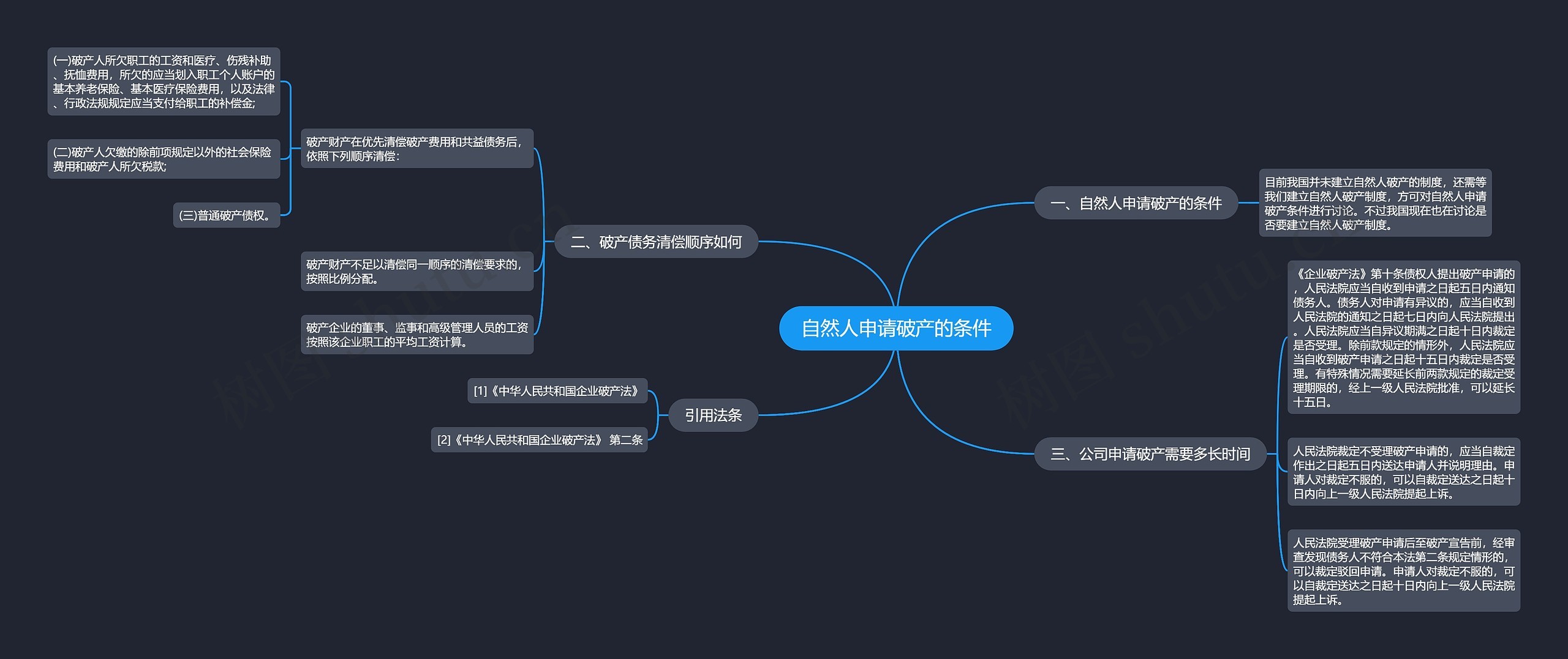 自然人申请破产的条件思维导图