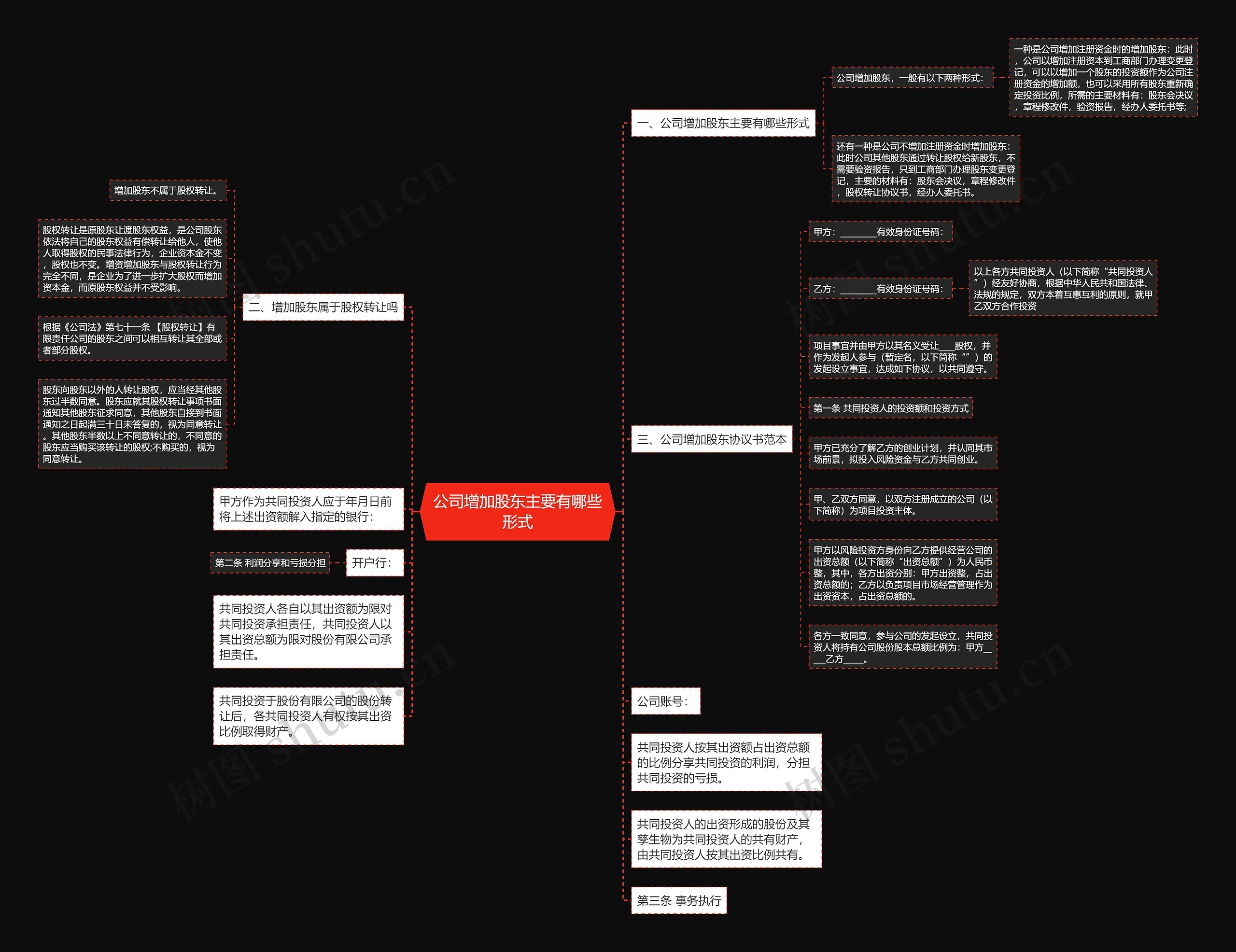公司增加股东主要有哪些形式思维导图