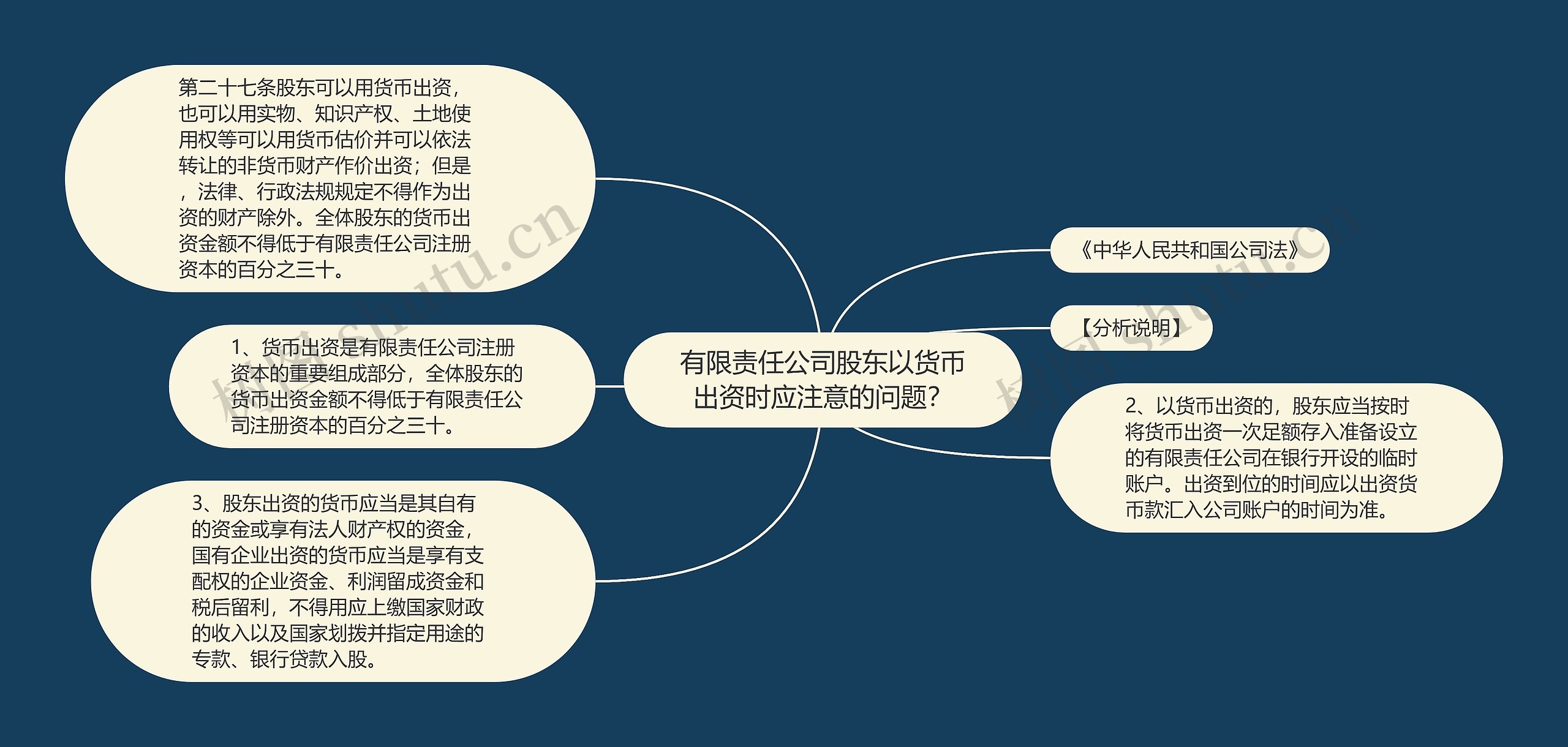 有限责任公司股东以货币出资时应注意的问题？思维导图