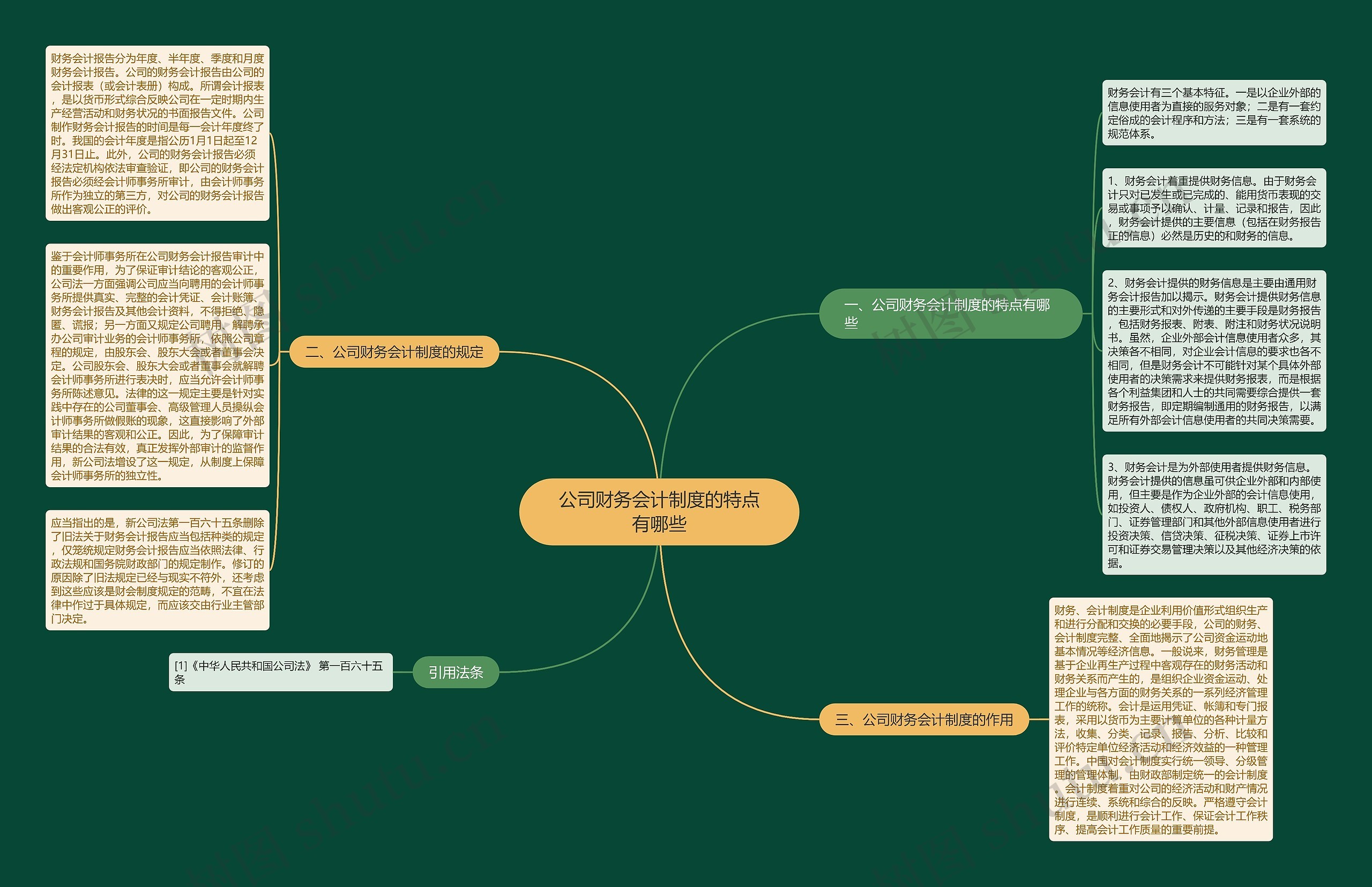 公司财务会计制度的特点有哪些思维导图