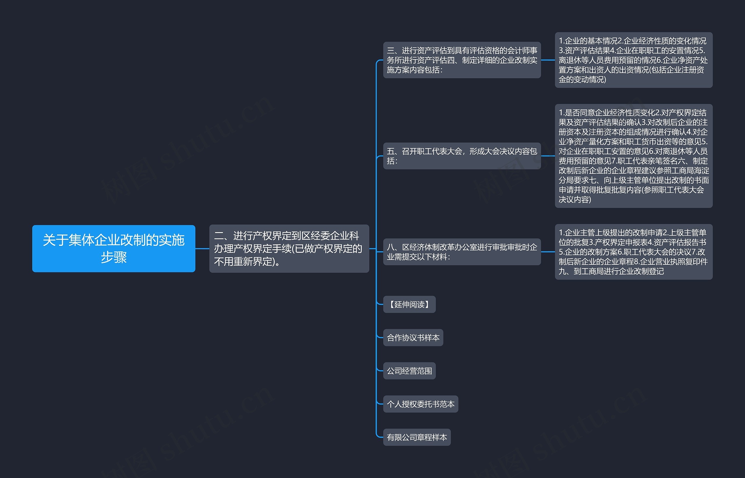 关于集体企业改制的实施步骤思维导图