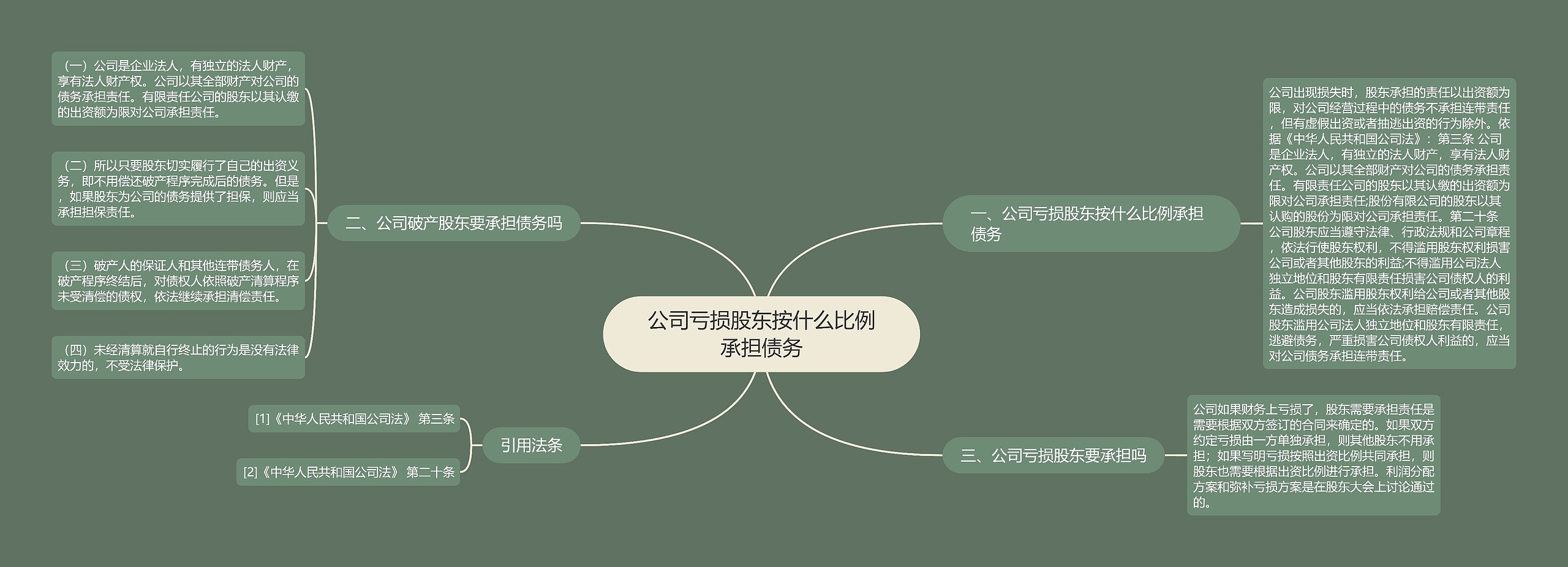 公司亏损股东按什么比例承担债务思维导图