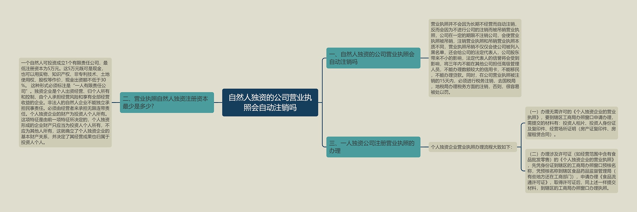 自然人独资的公司营业执照会自动注销吗思维导图