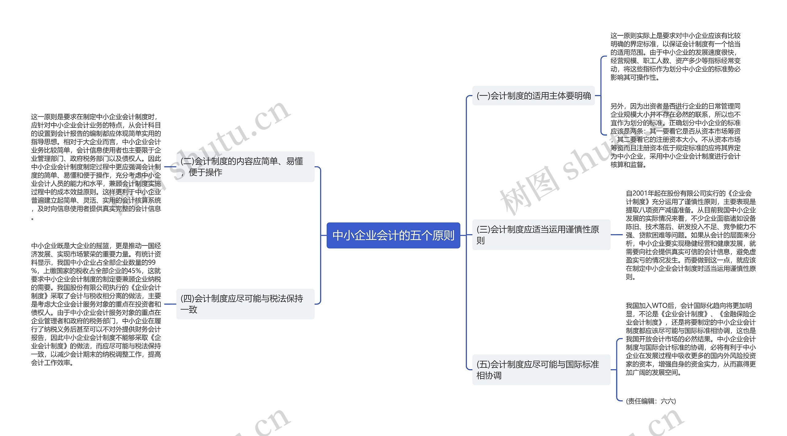 中小企业会计的五个原则思维导图