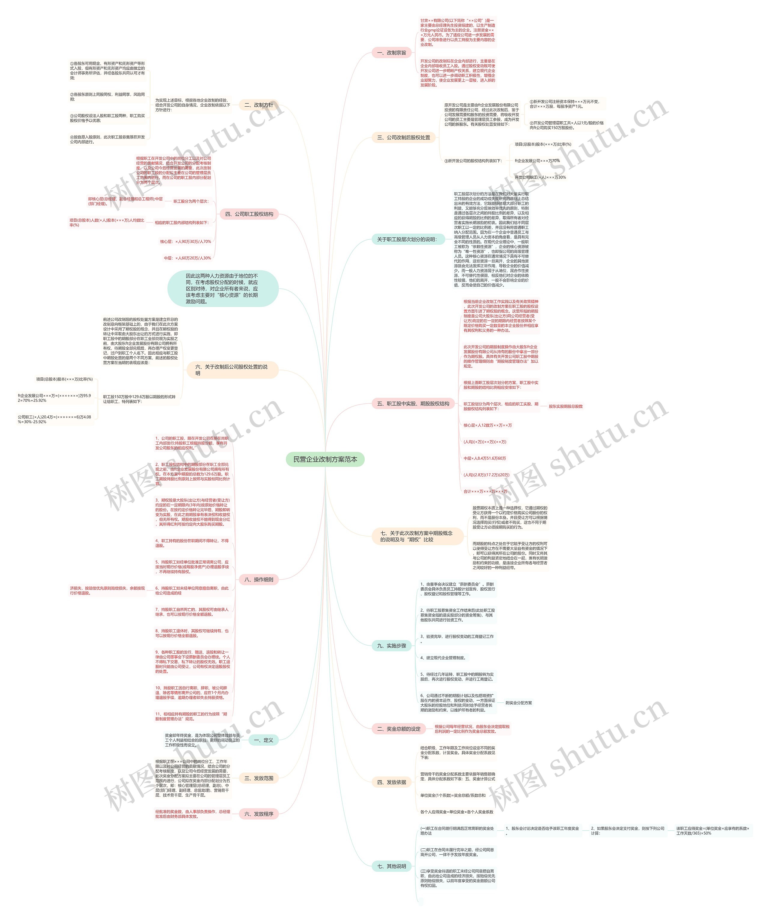 民营企业改制方案范本思维导图