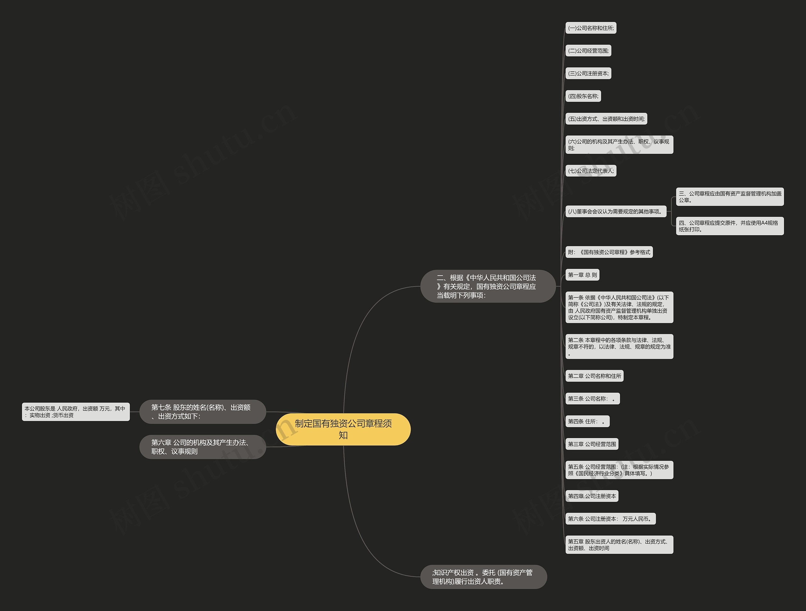 制定国有独资公司章程须知思维导图