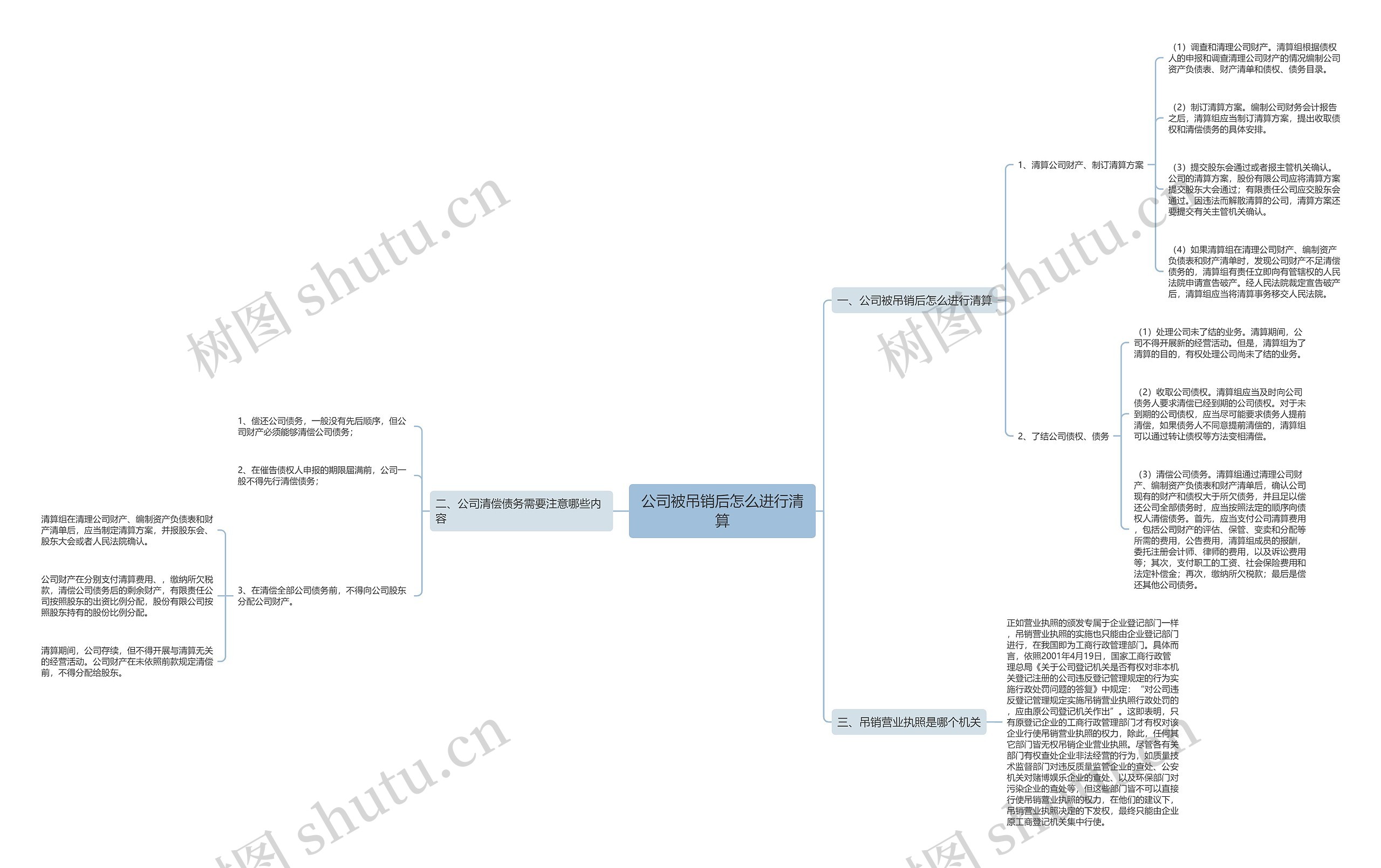 公司被吊销后怎么进行清算思维导图