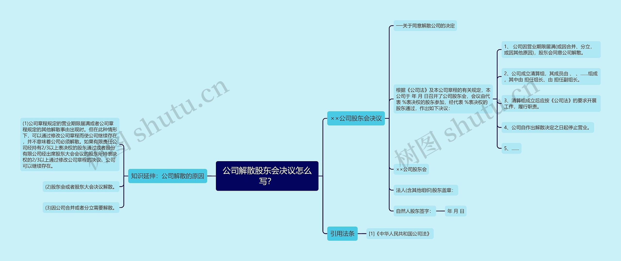 公司解散股东会决议怎么写？思维导图