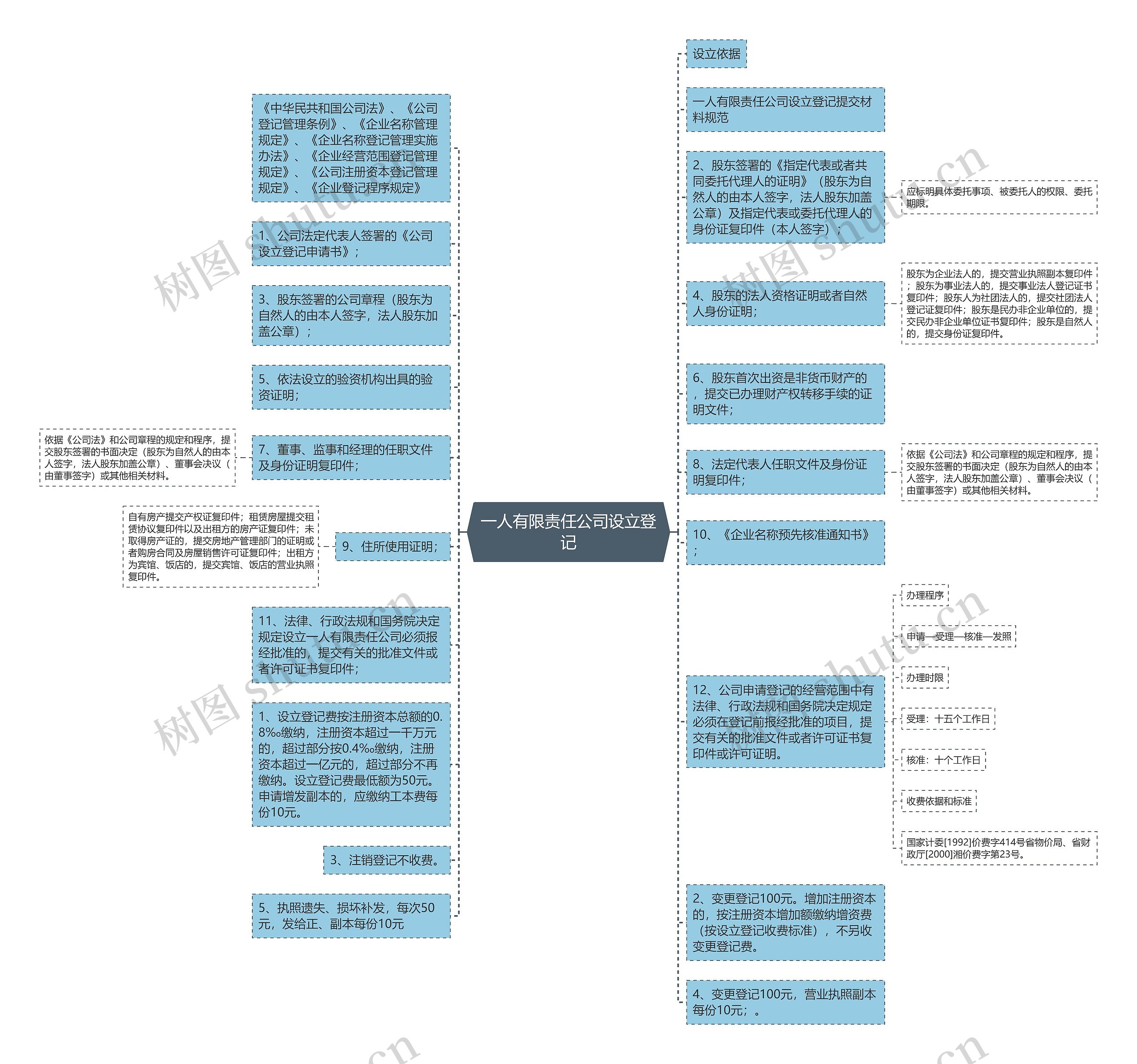 一人有限责任公司设立登记思维导图