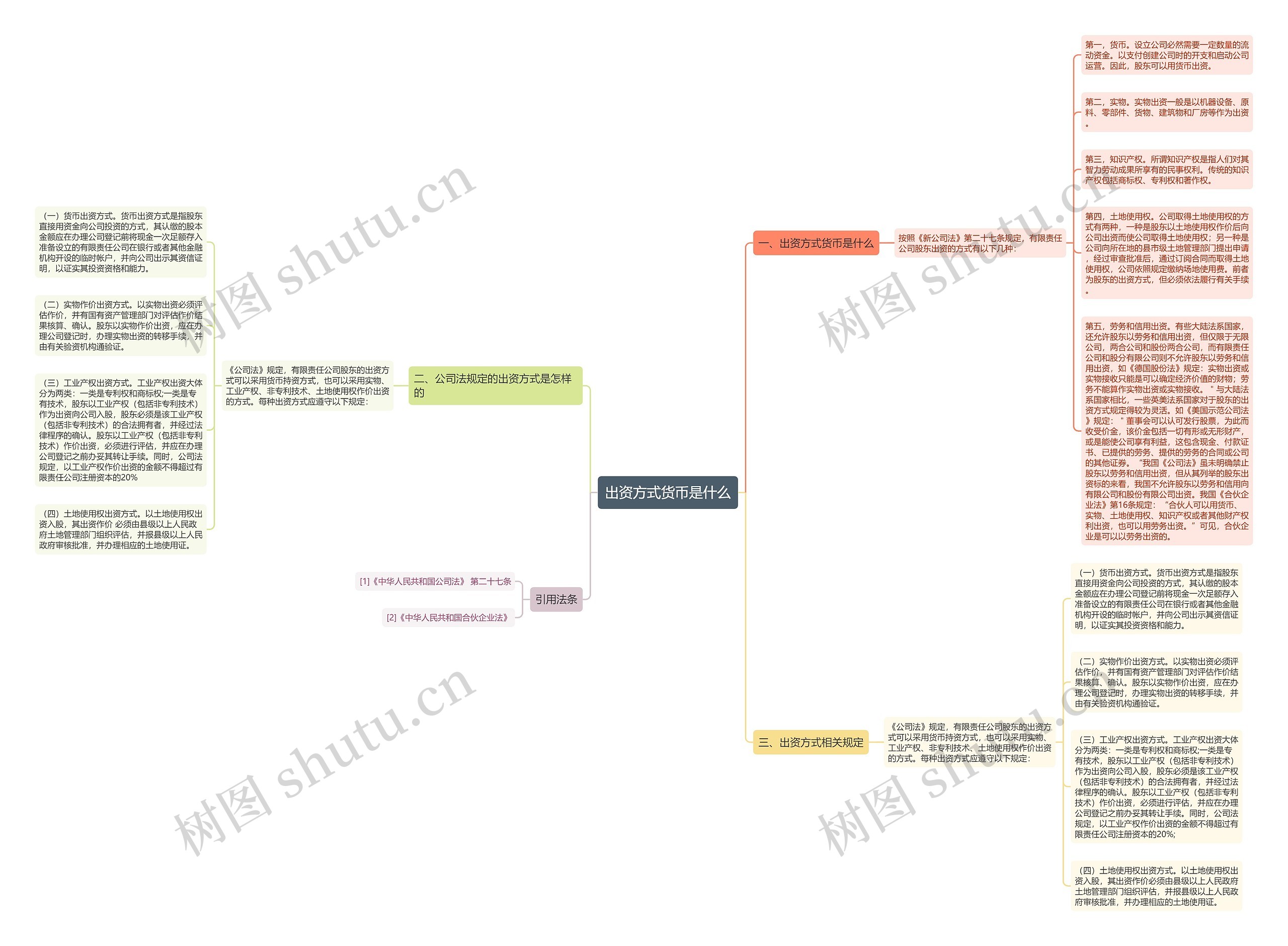 出资方式货币是什么思维导图