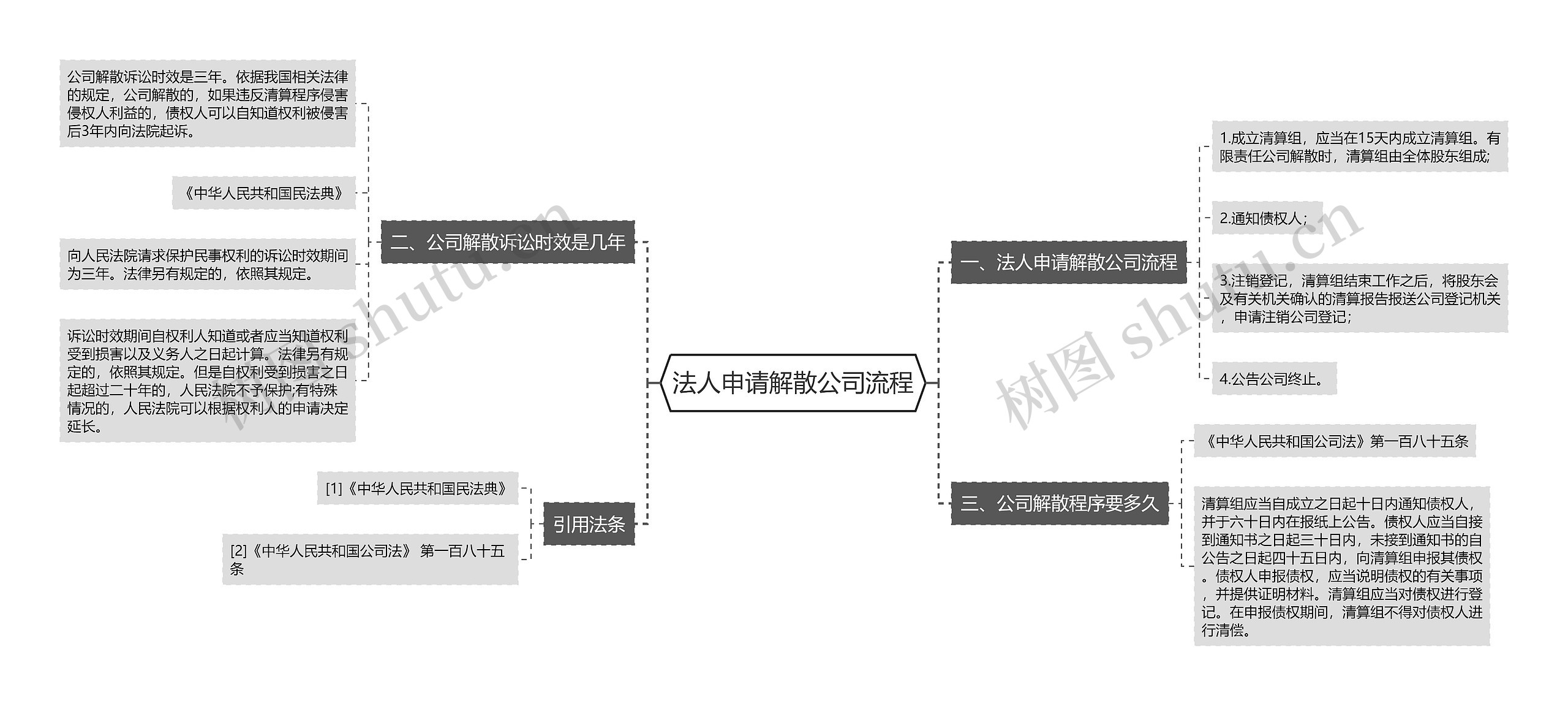 法人申请解散公司流程思维导图