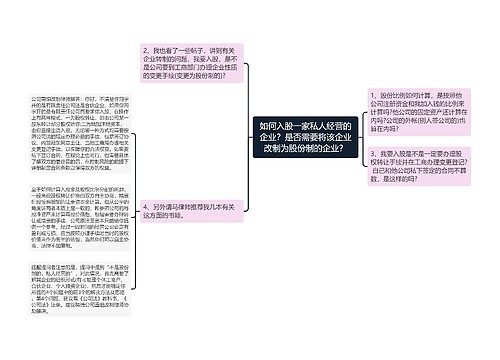 如何入股一家私人经营的企业？是否需要将该企业改制为股份制的企业？
