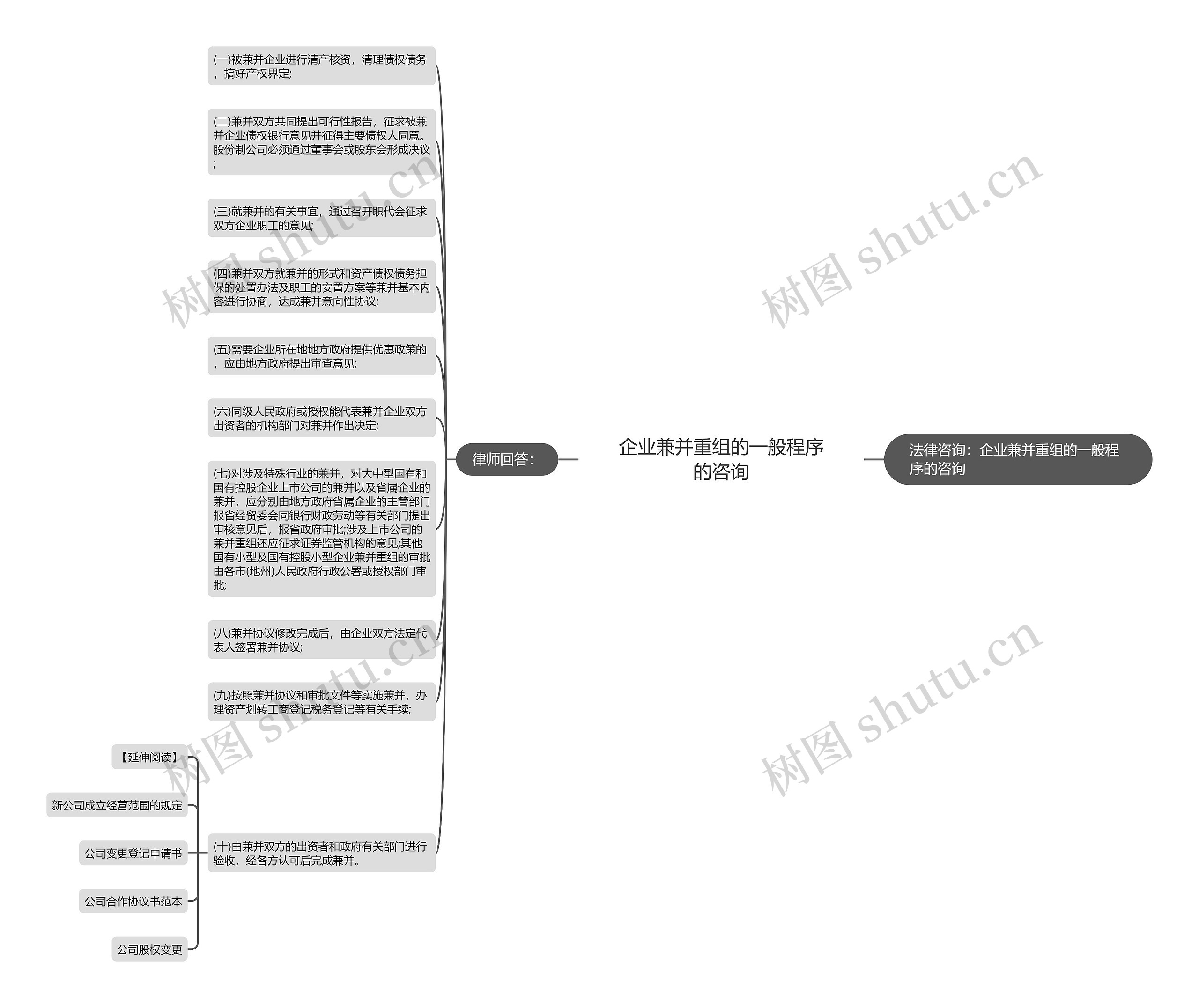 企业兼并重组的一般程序的咨询思维导图