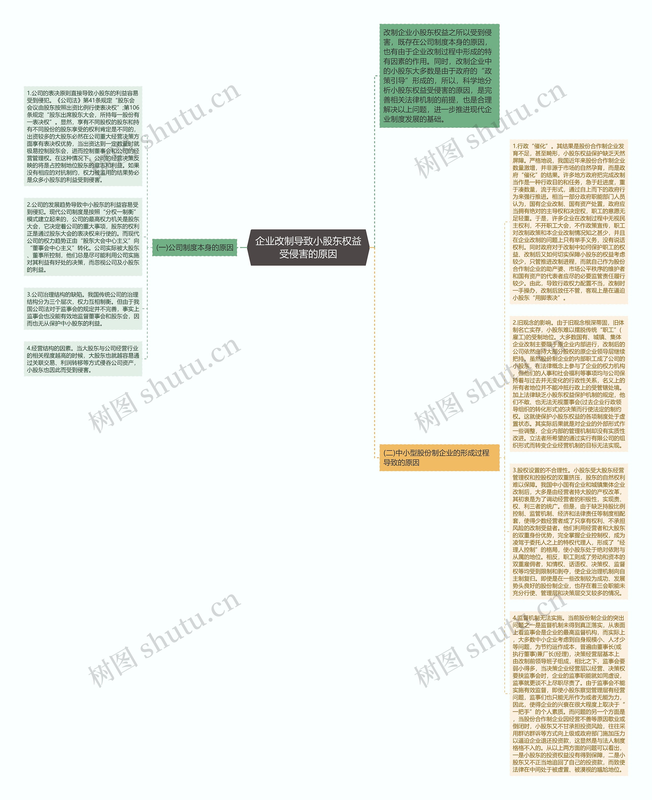 企业改制导致小股东权益受侵害的原因思维导图