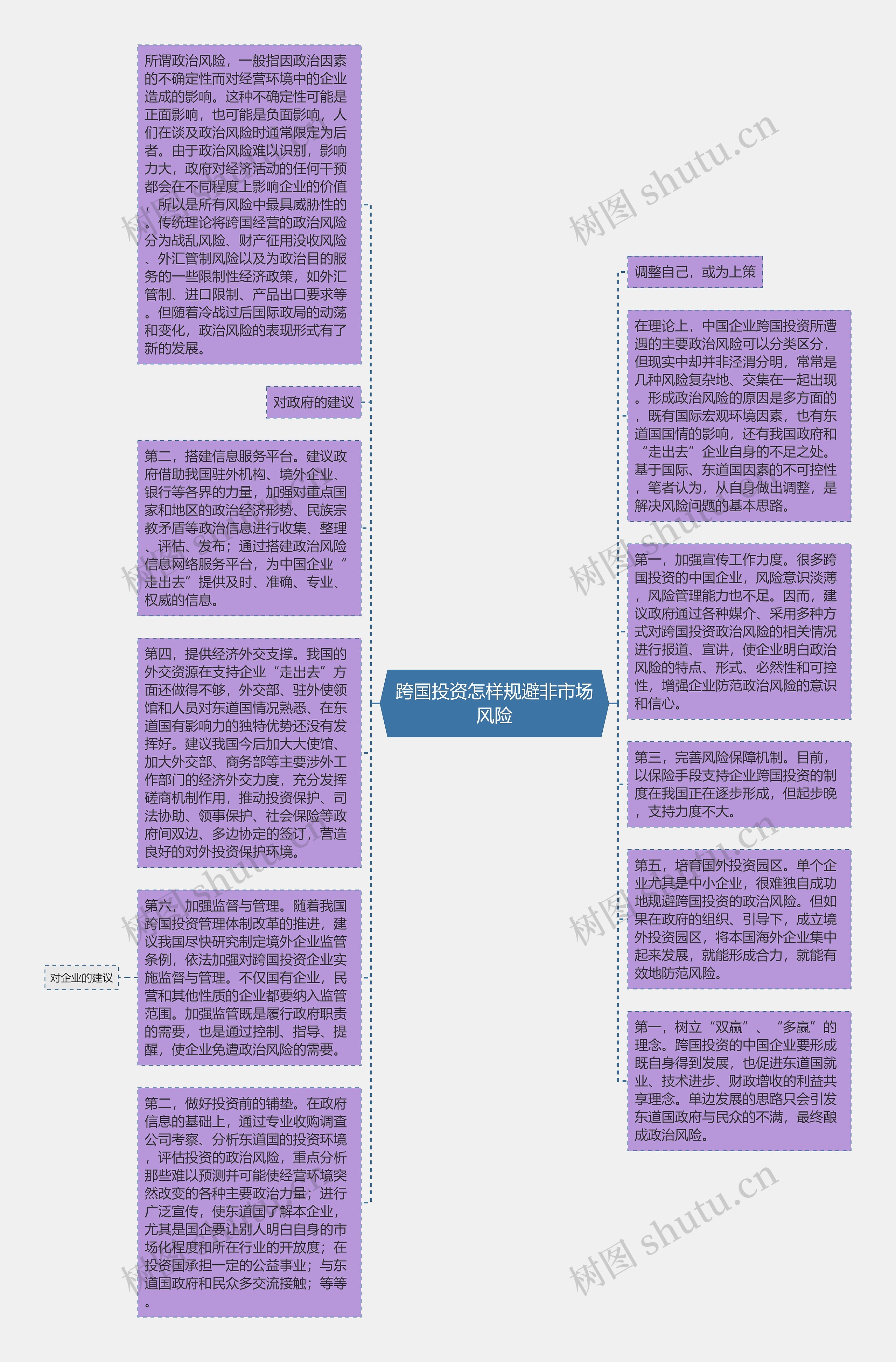 跨国投资怎样规避非市场风险思维导图