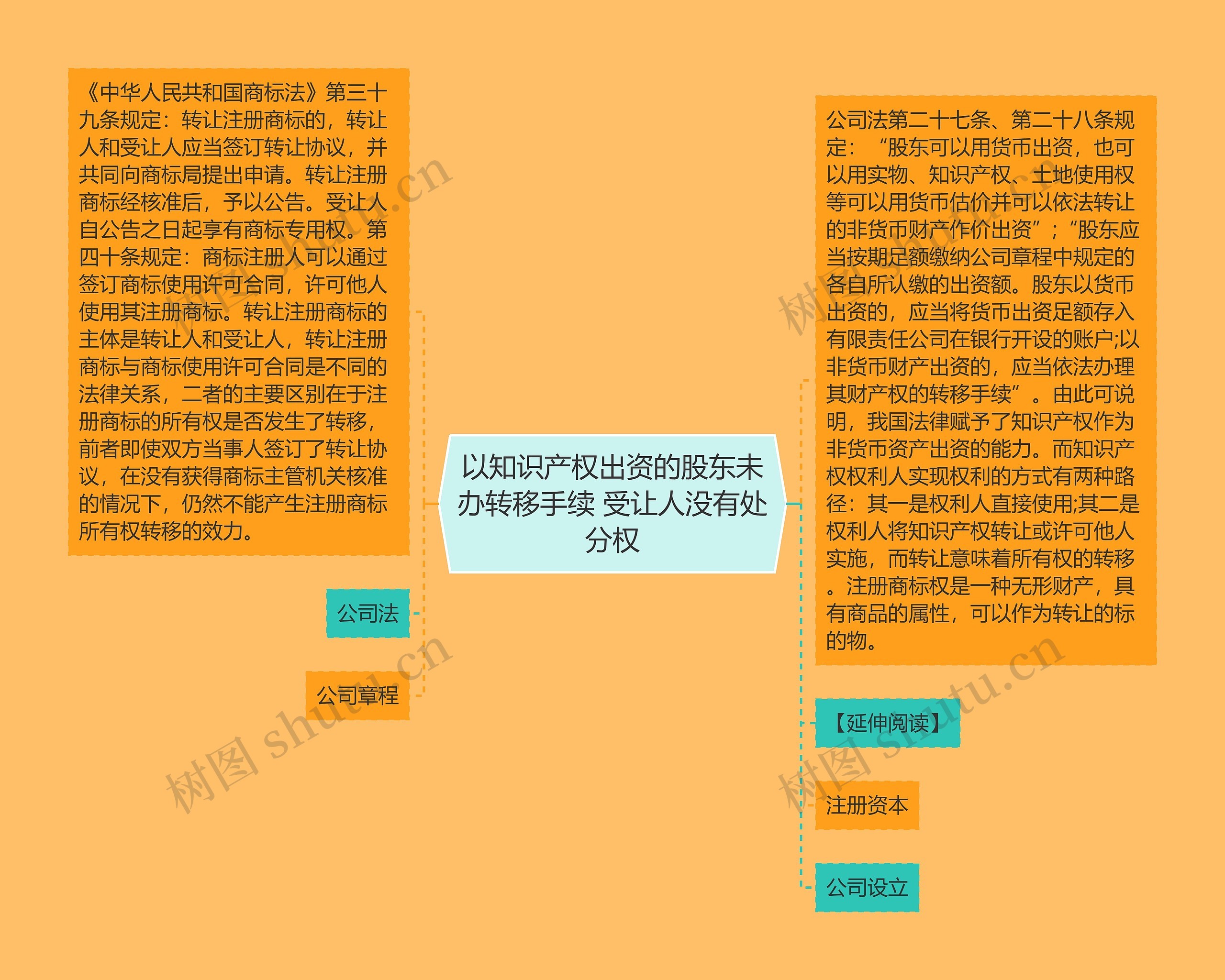 以知识产权出资的股东未办转移手续 受让人没有处分权思维导图