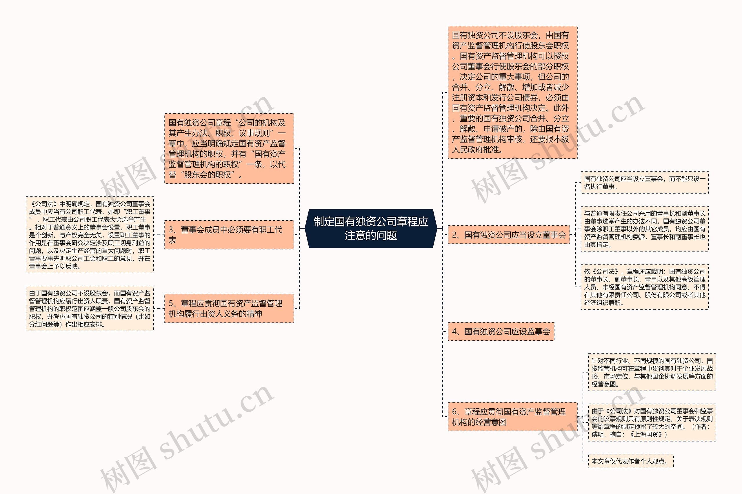 制定国有独资公司章程应注意的问题思维导图