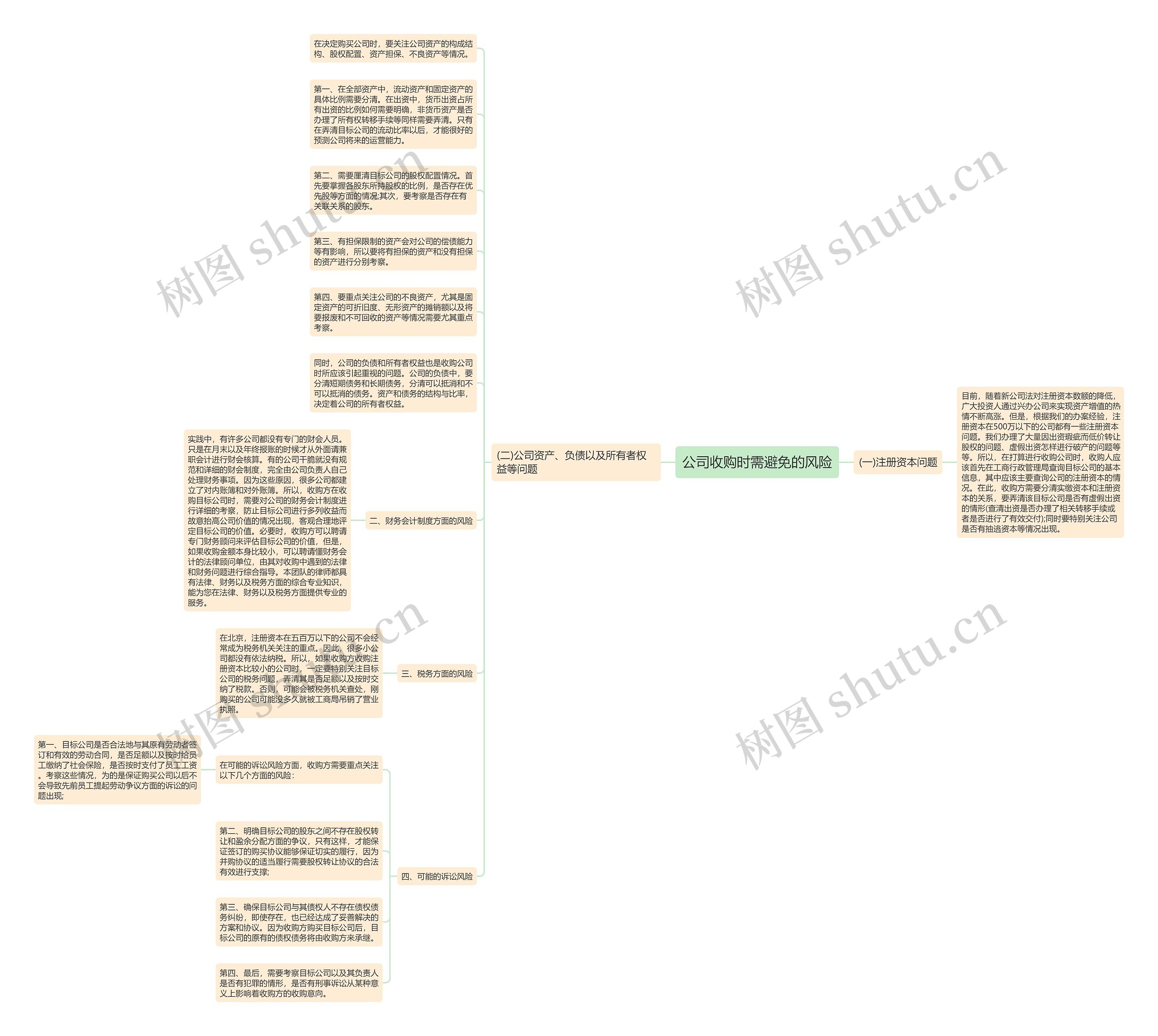 公司收购时需避免的风险思维导图