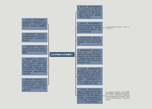 企业并购的方式有哪些？