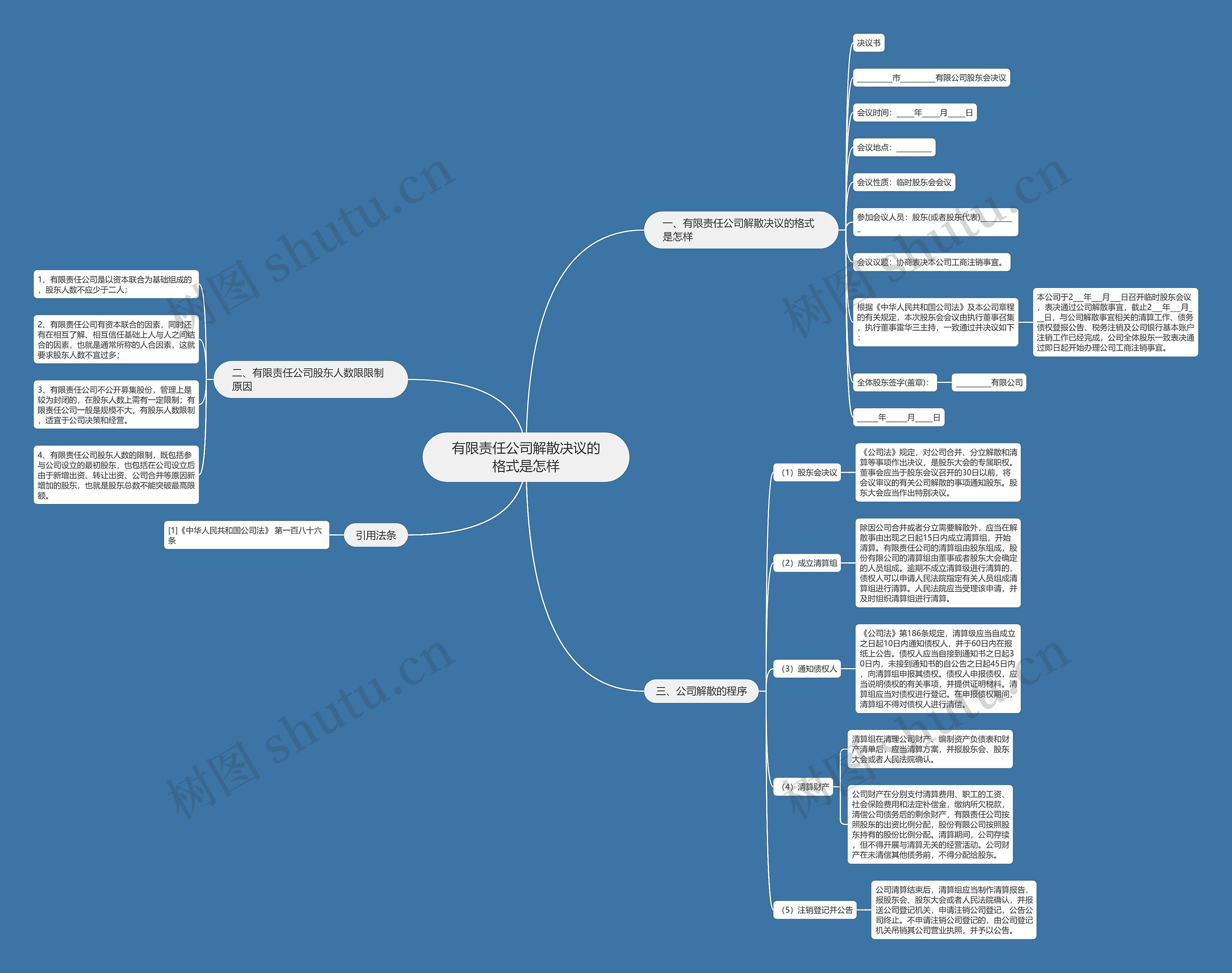 有限责任公司解散决议的格式是怎样思维导图