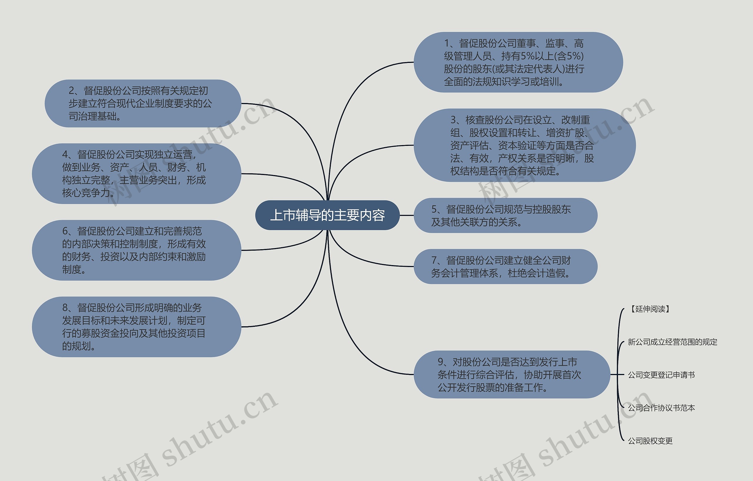 上市辅导的主要内容思维导图