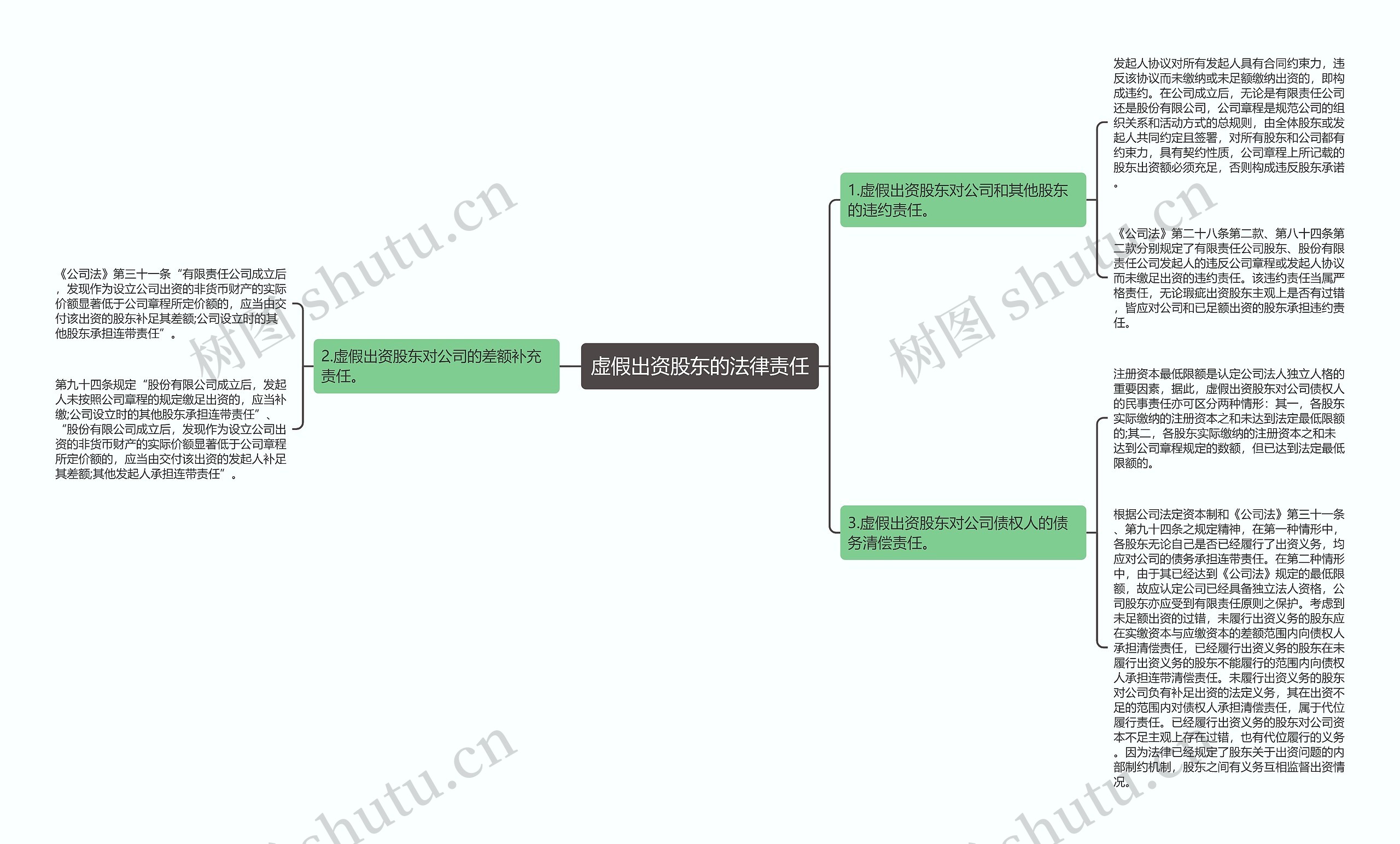 虚假出资股东的法律责任思维导图