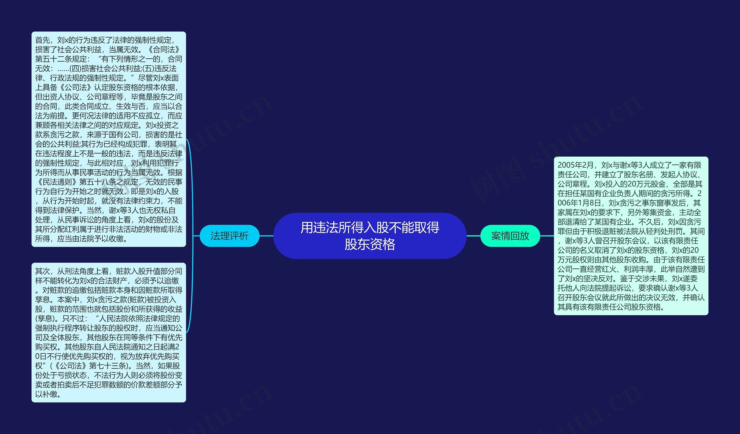 用违法所得入股不能取得股东资格思维导图