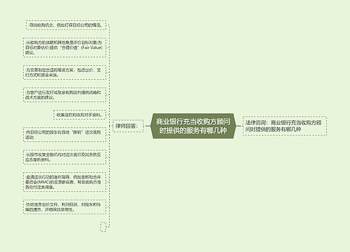 商业银行充当收购方顾问时提供的服务有哪几种