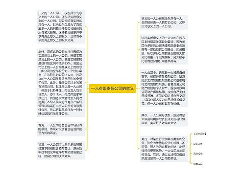 一人有限责任公司的意义