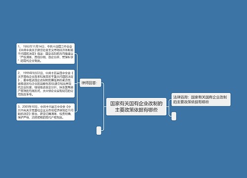 国家有关国有企业改制的主要政策依据有哪些