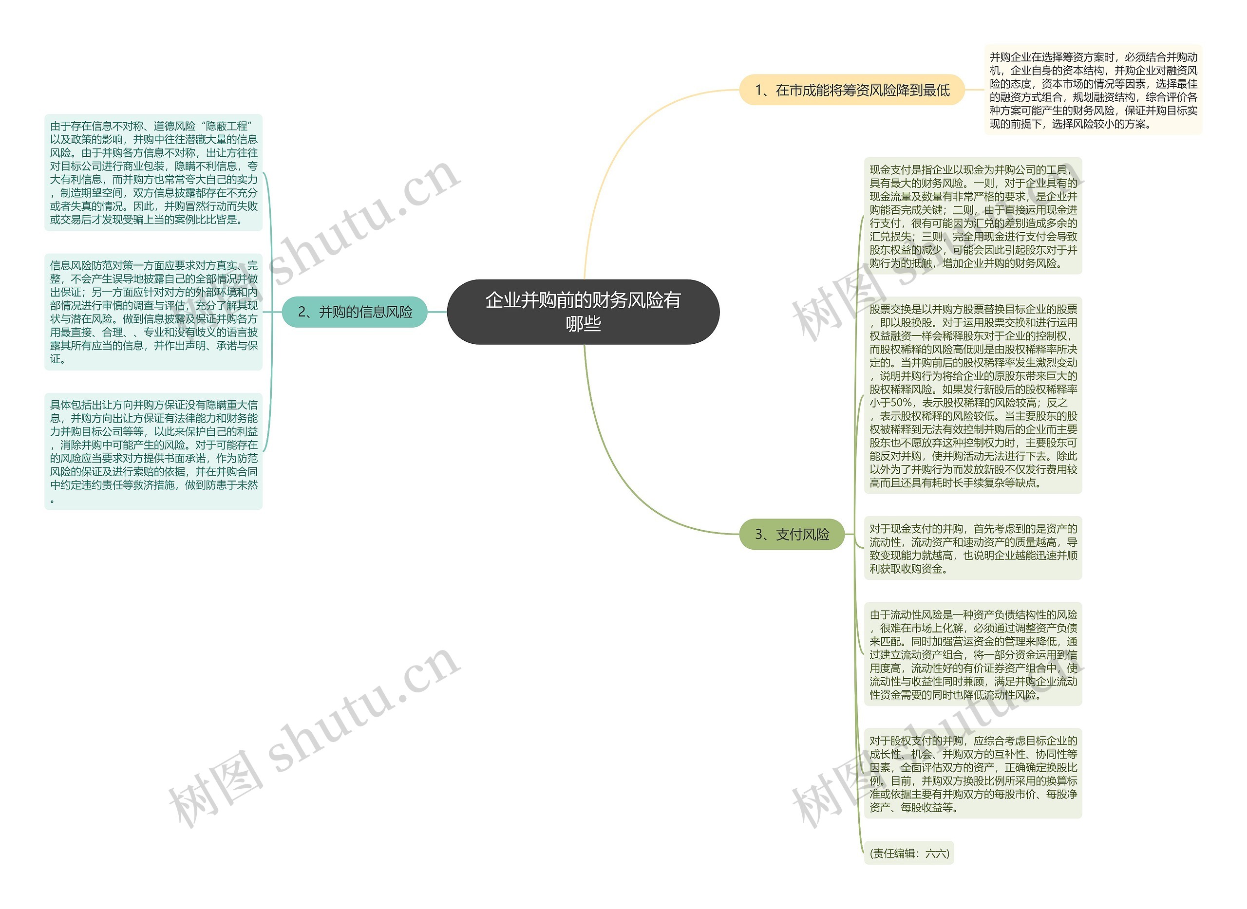 企业并购前的财务风险有哪些思维导图