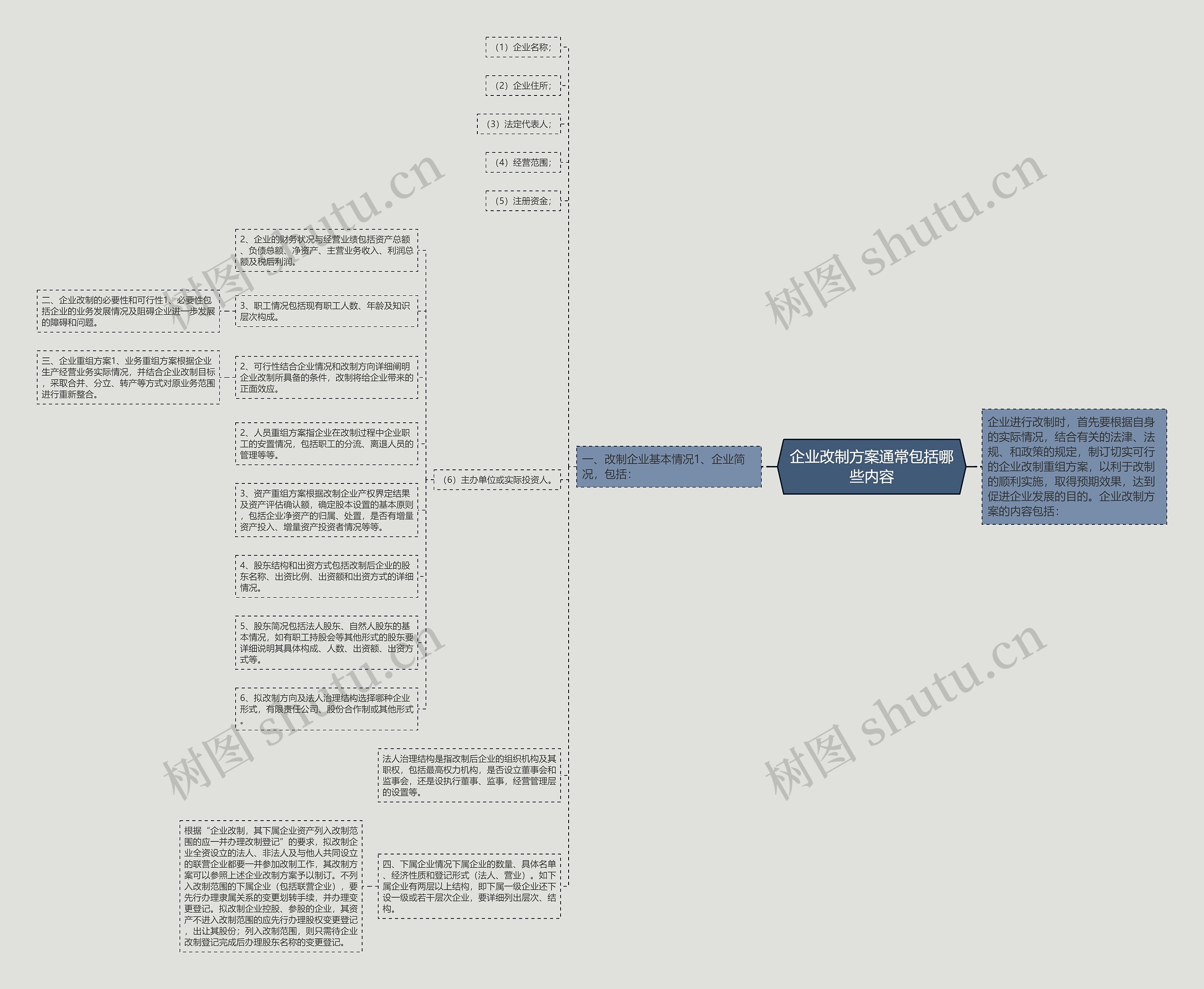企业改制方案通常包括哪些内容思维导图