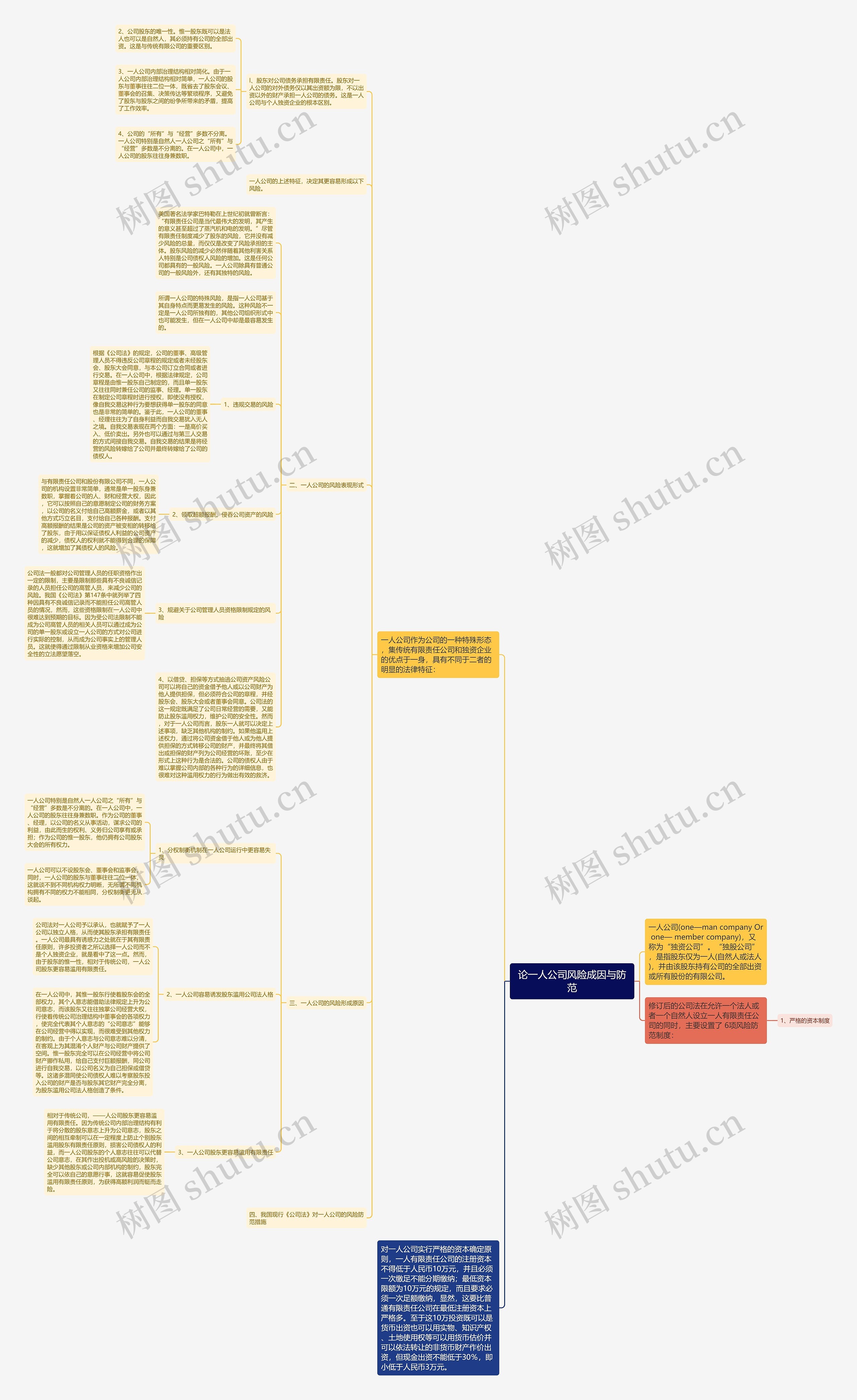 论一人公司风险成因与防范思维导图