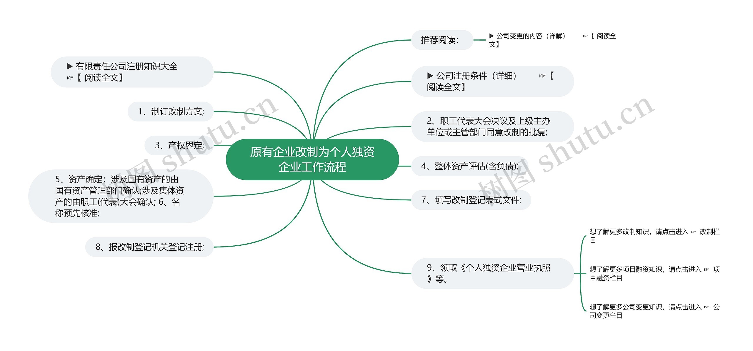 原有企业改制为个人独资企业工作流程思维导图