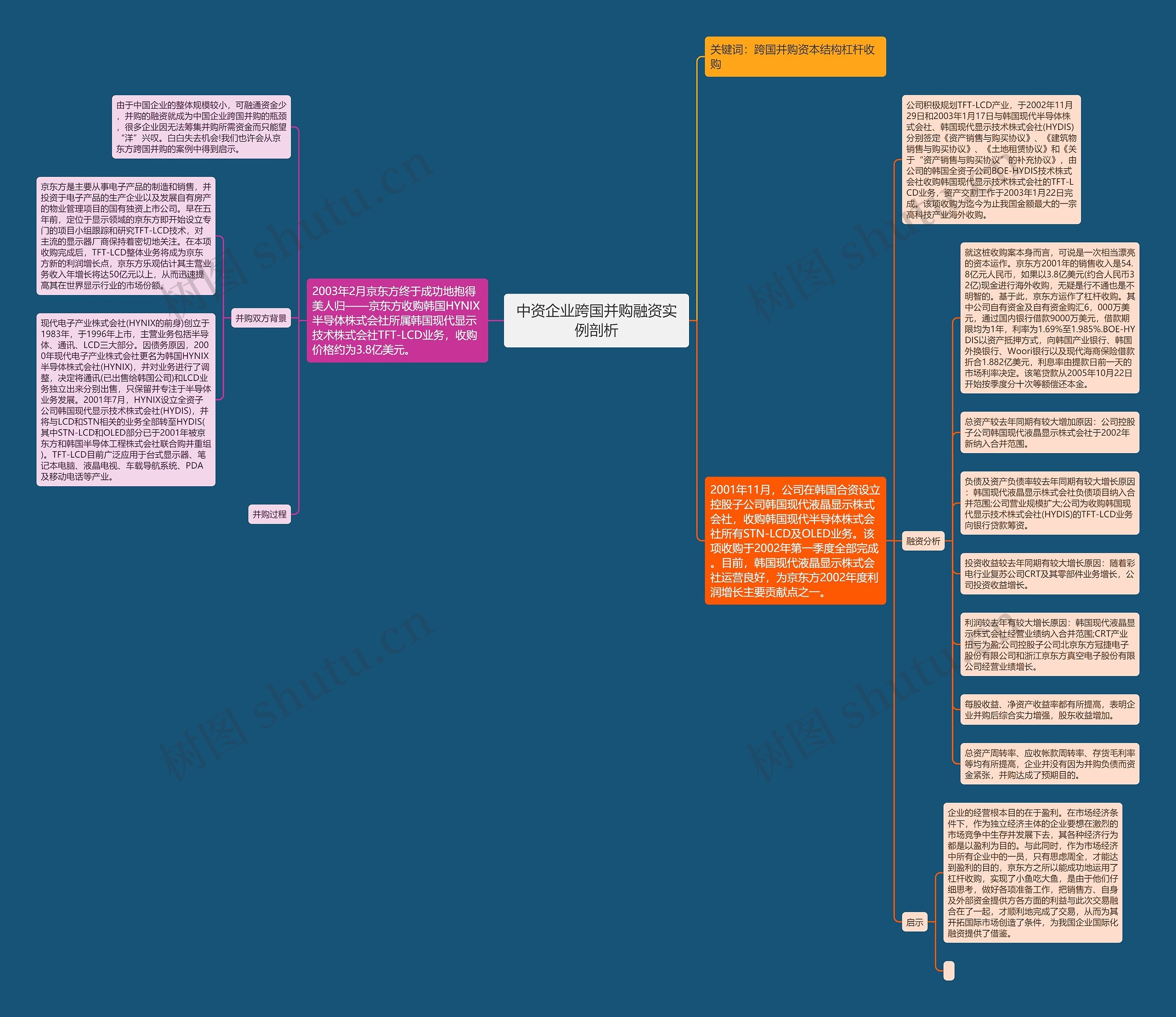 中资企业跨国并购融资实例剖析思维导图
