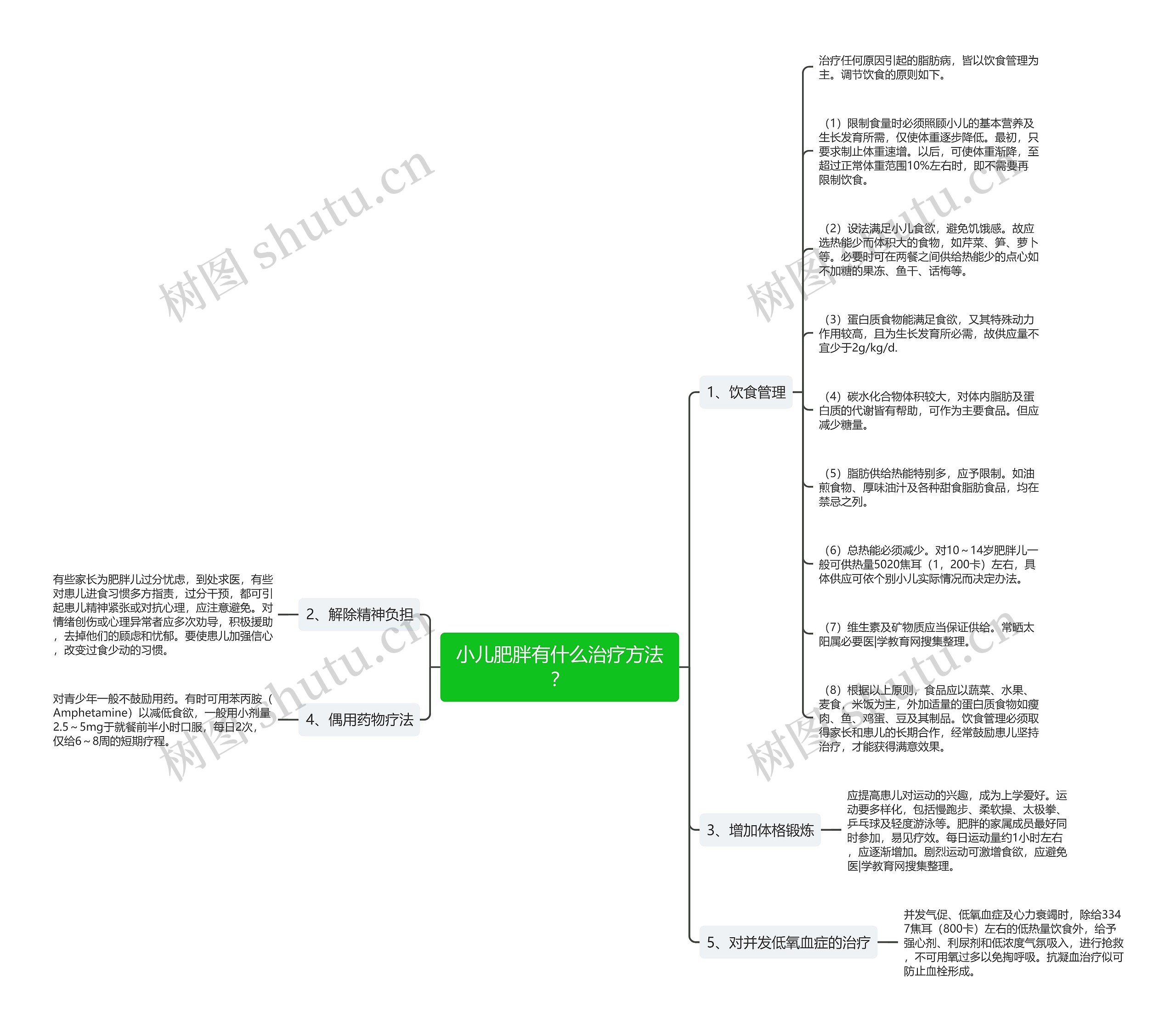 小儿肥胖有什么治疗方法？思维导图