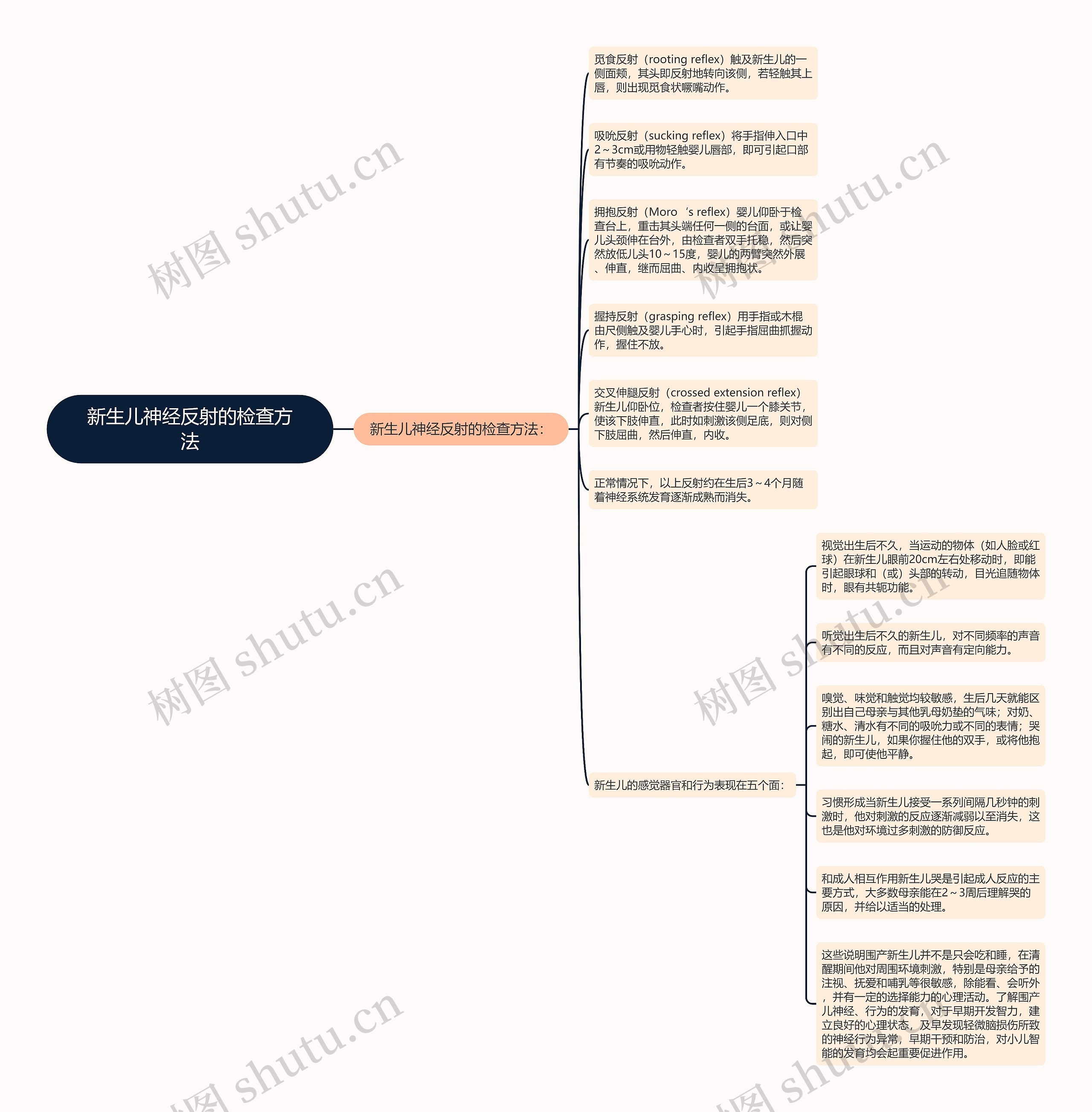 新生儿神经反射的检查方法思维导图