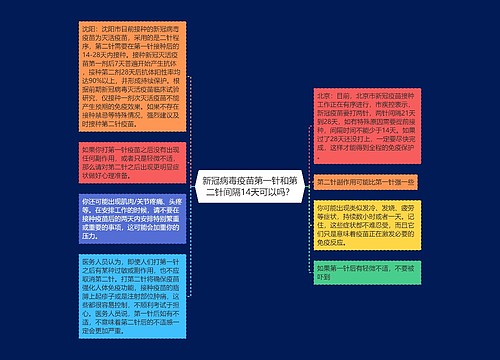 新冠病毒疫苗第一针和第二针间隔14天可以吗？