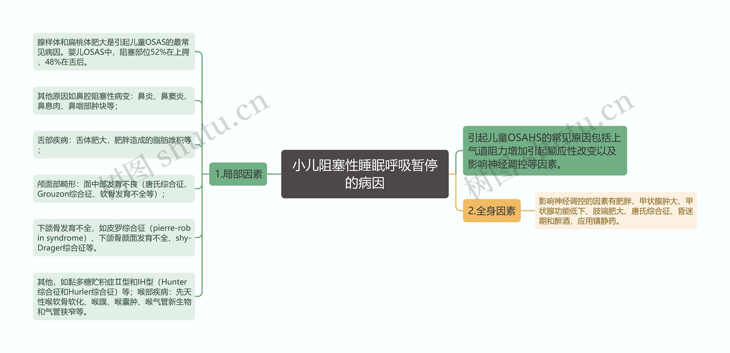 小儿阻塞性睡眠呼吸暂停的病因思维导图