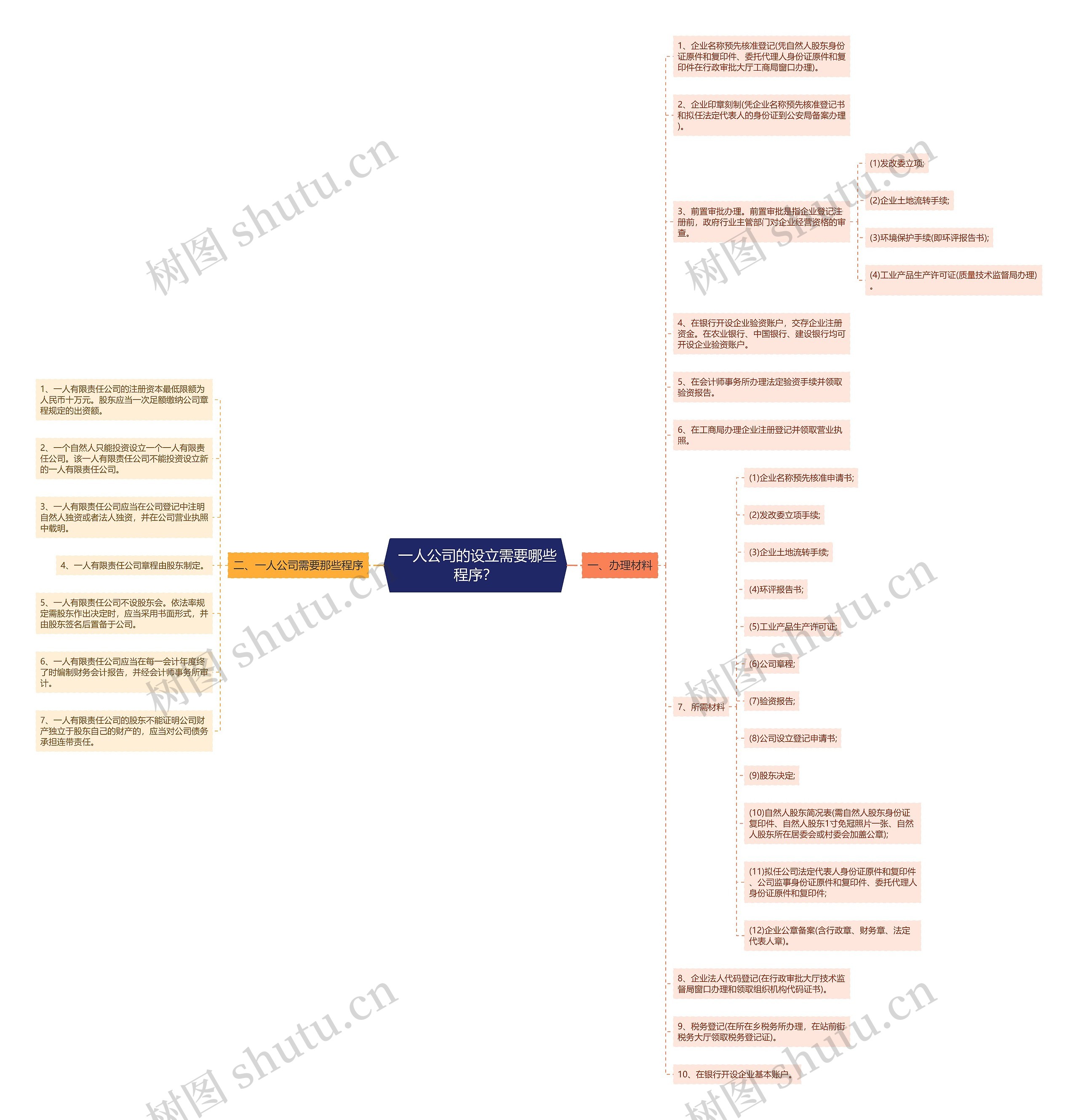  一人公司的设立需要哪些程序？思维导图