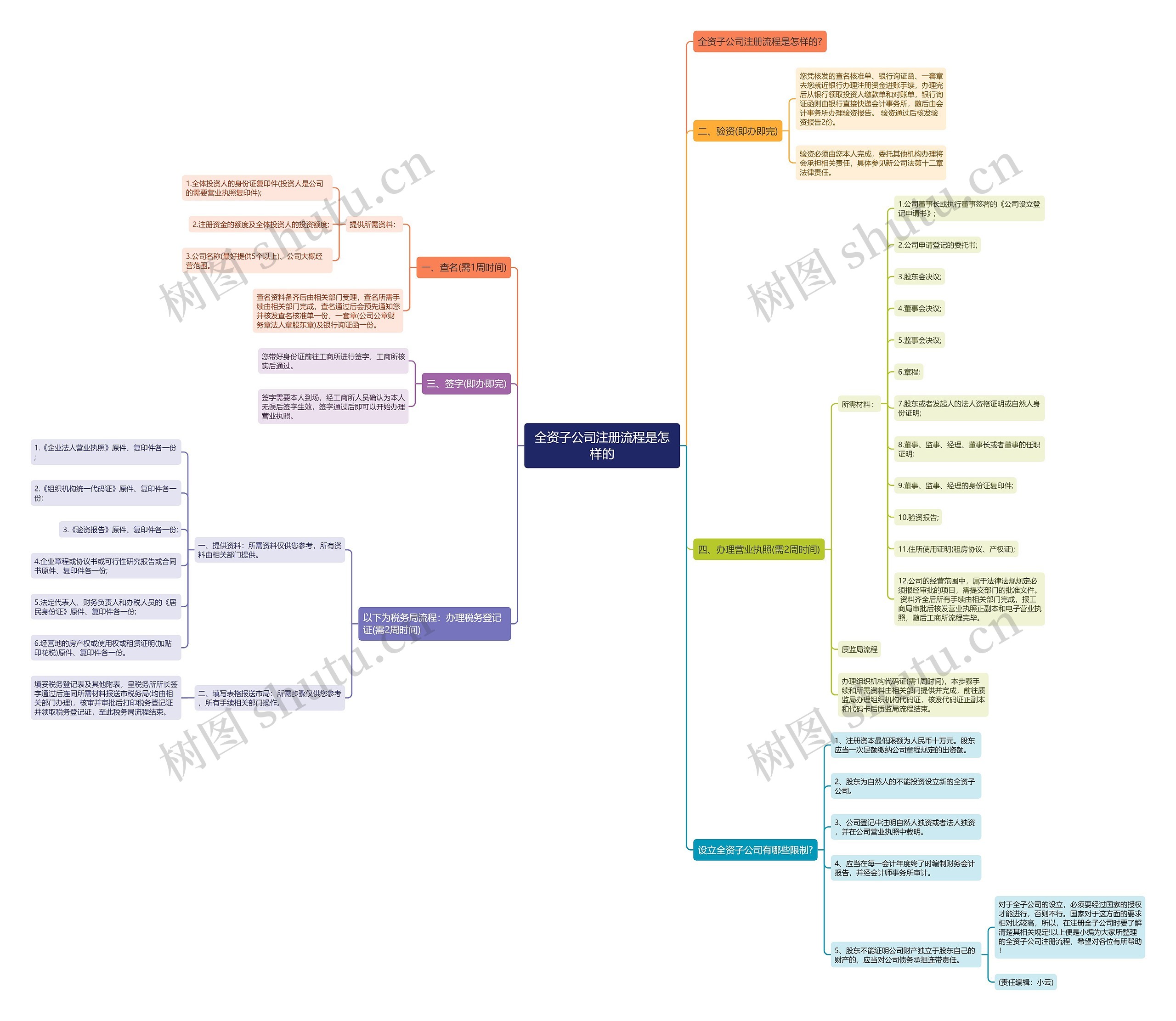 全资子公司注册流程是怎样的思维导图