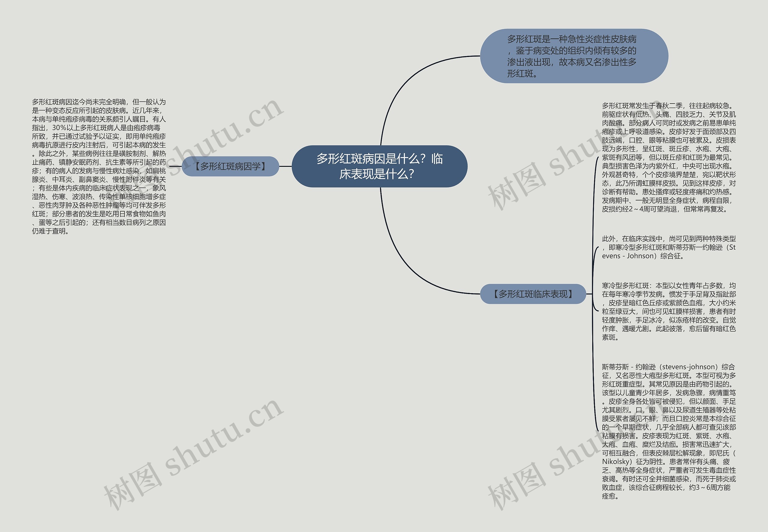 多形红斑病因是什么？临床表现是什么？思维导图