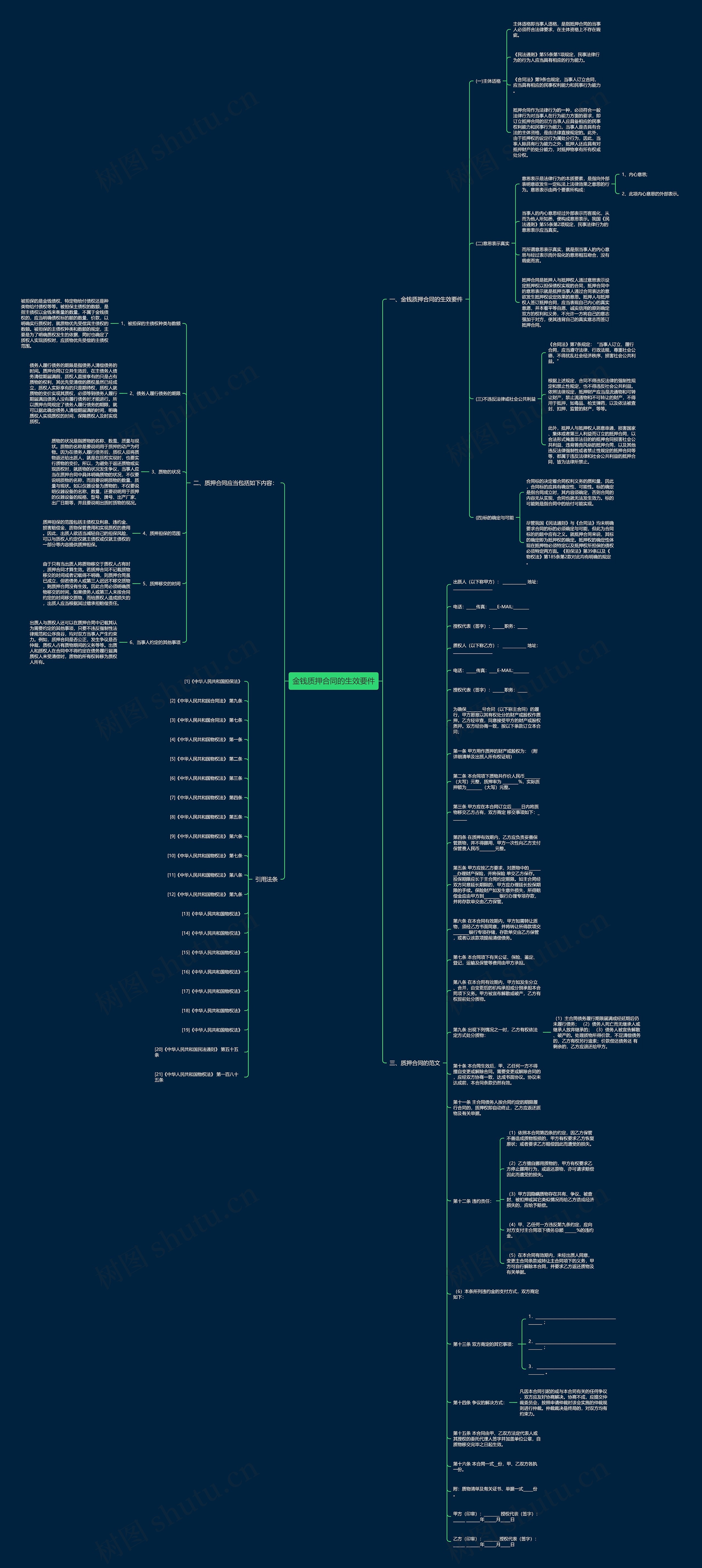 金钱质押合同的生效要件思维导图
