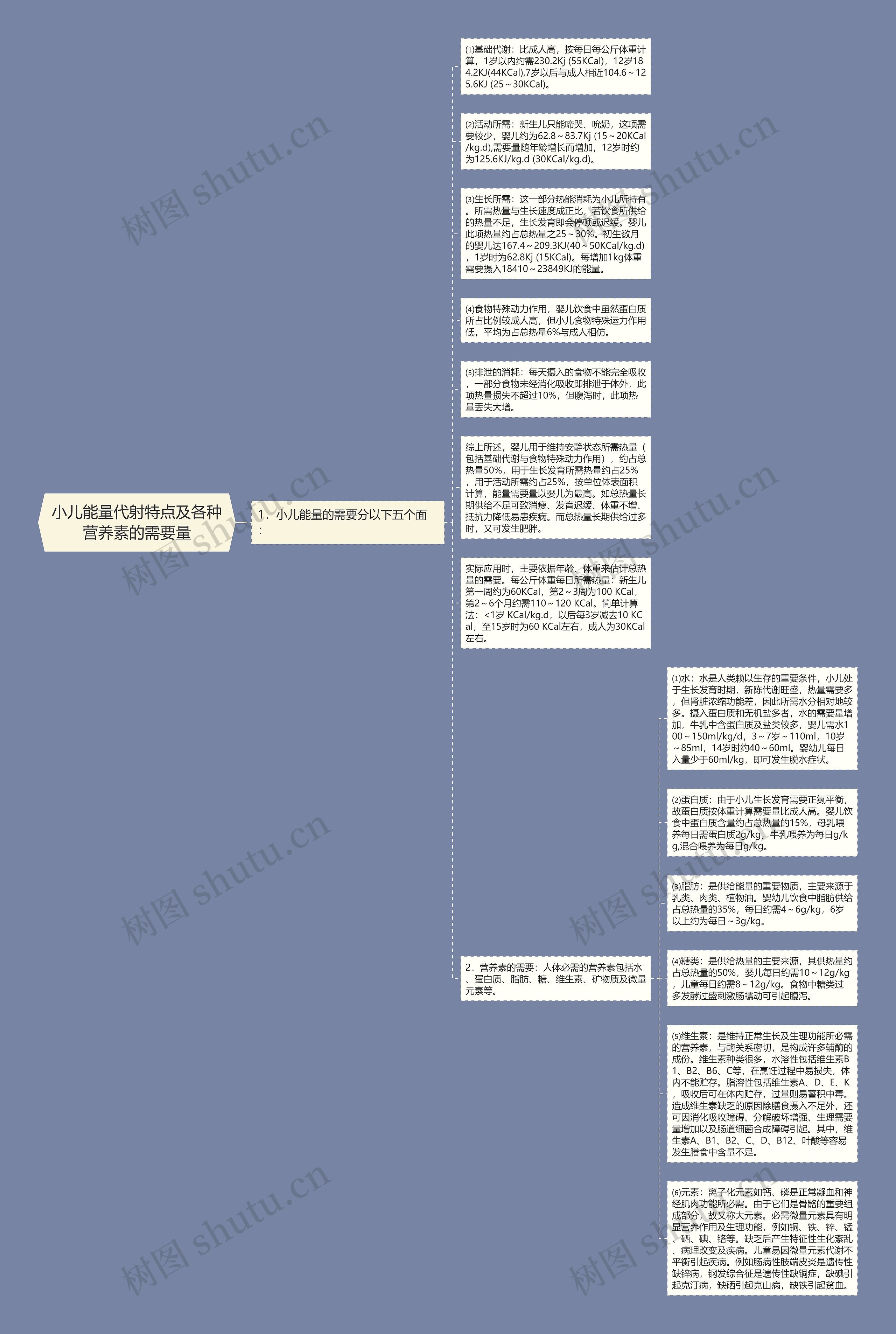 小儿能量代射特点及各种营养素的需要量