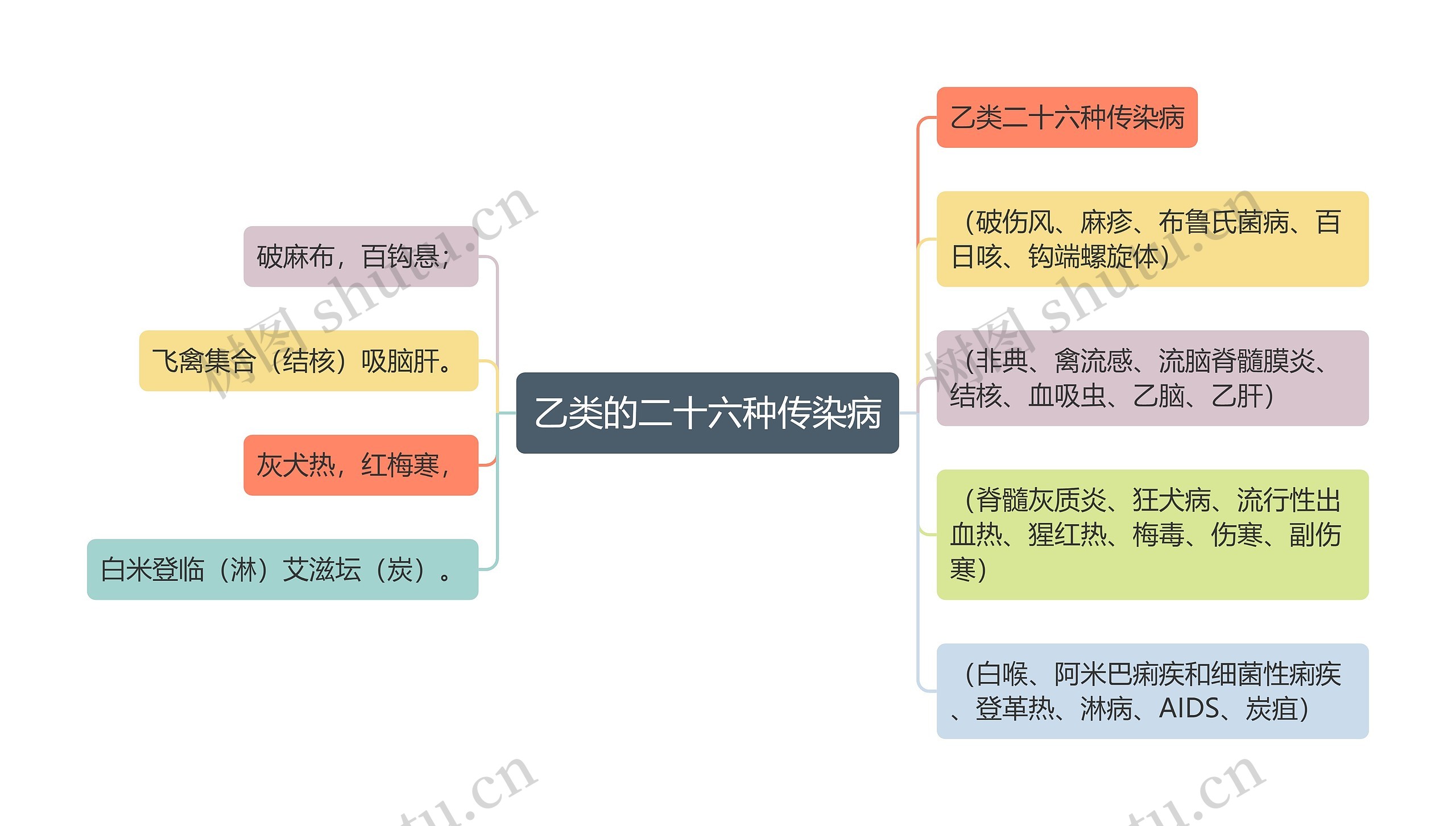 乙类的二十六种传染病思维导图