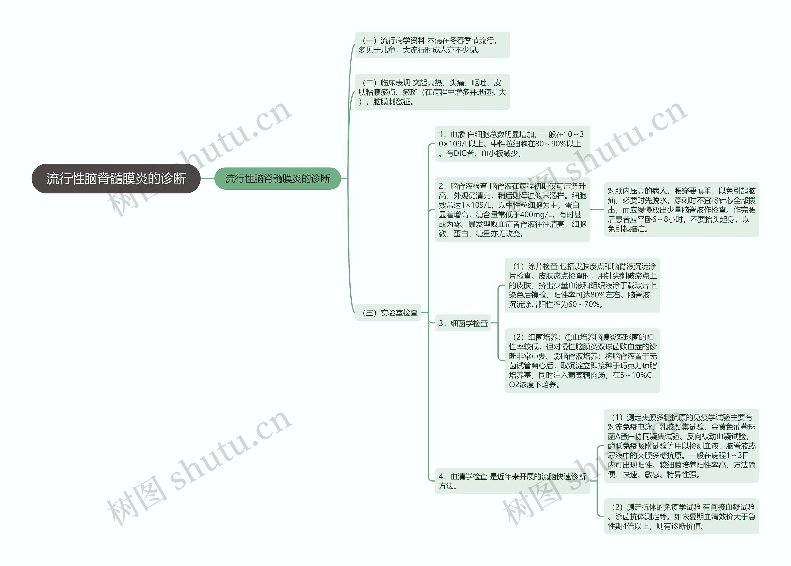 流行性脑脊髓膜炎的诊断思维导图