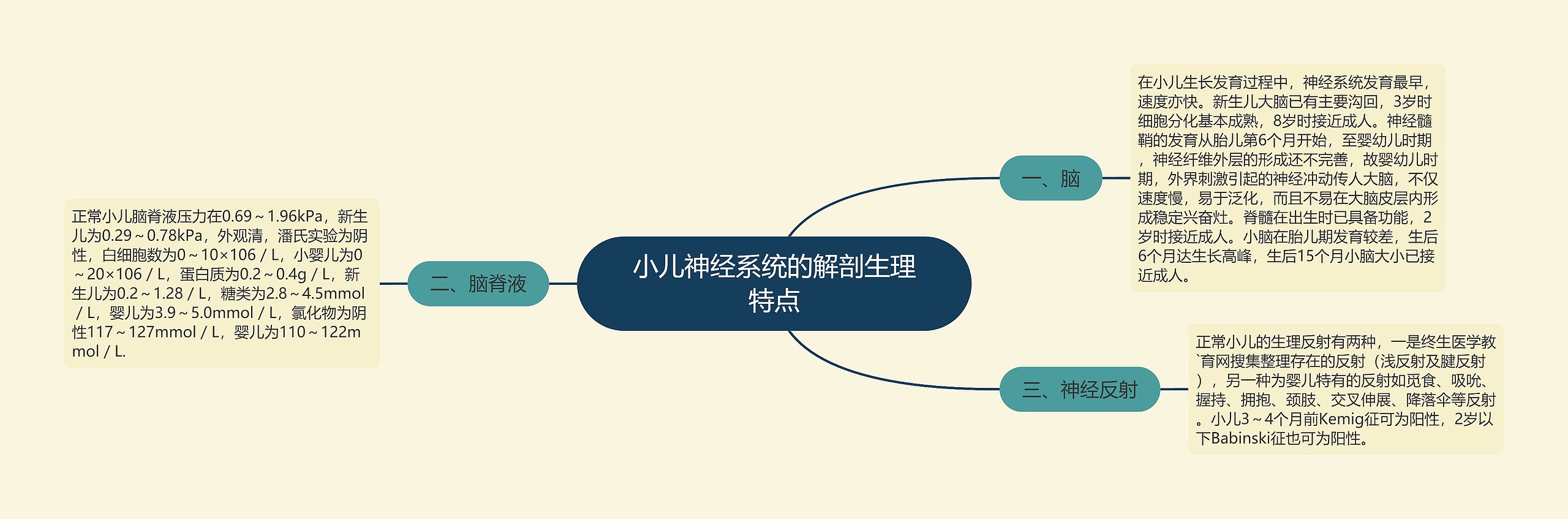 小儿神经系统的解剖生理特点思维导图