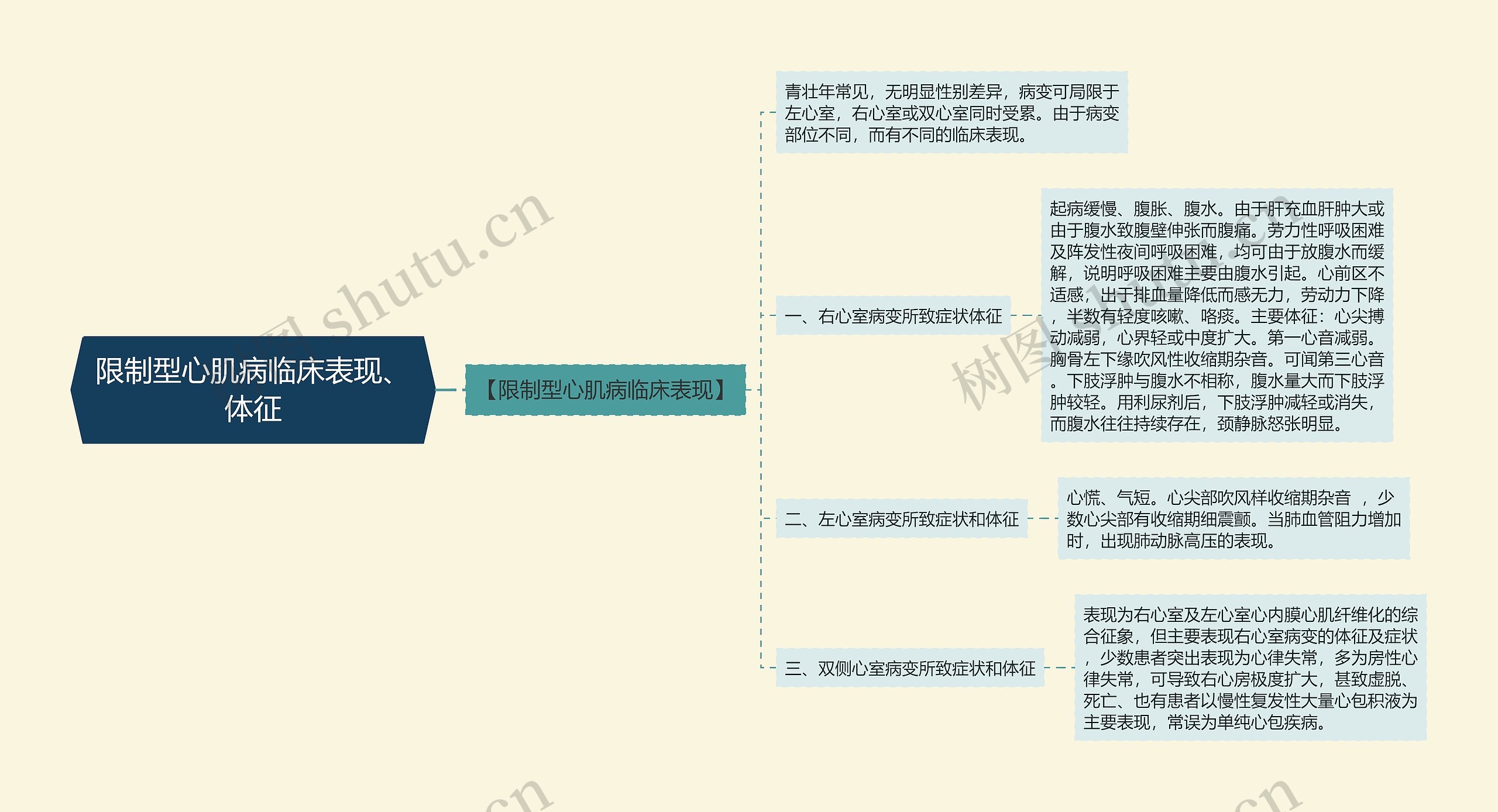 限制型心肌病临床表现、体征思维导图