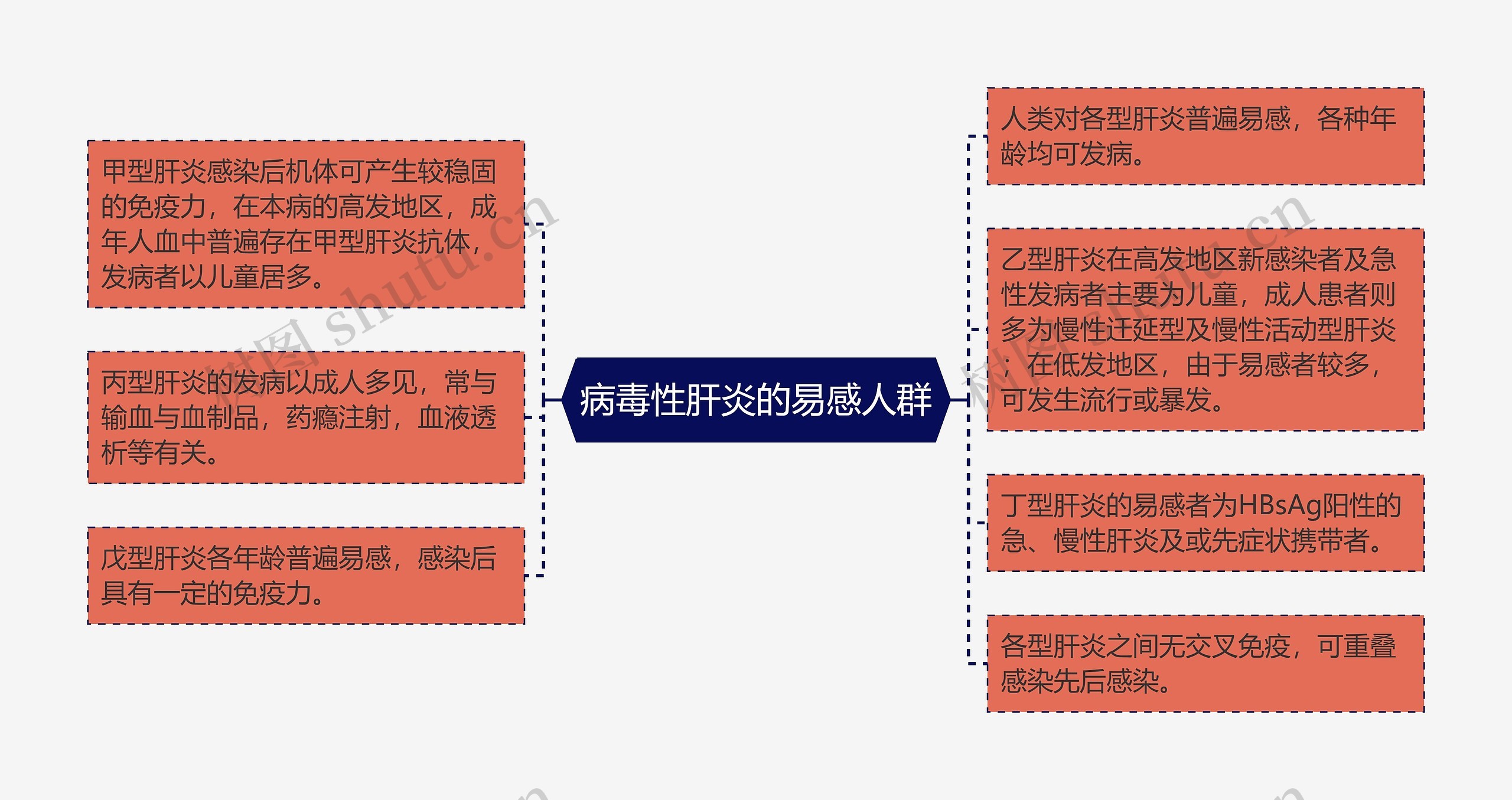 病毒性肝炎的易感人群思维导图